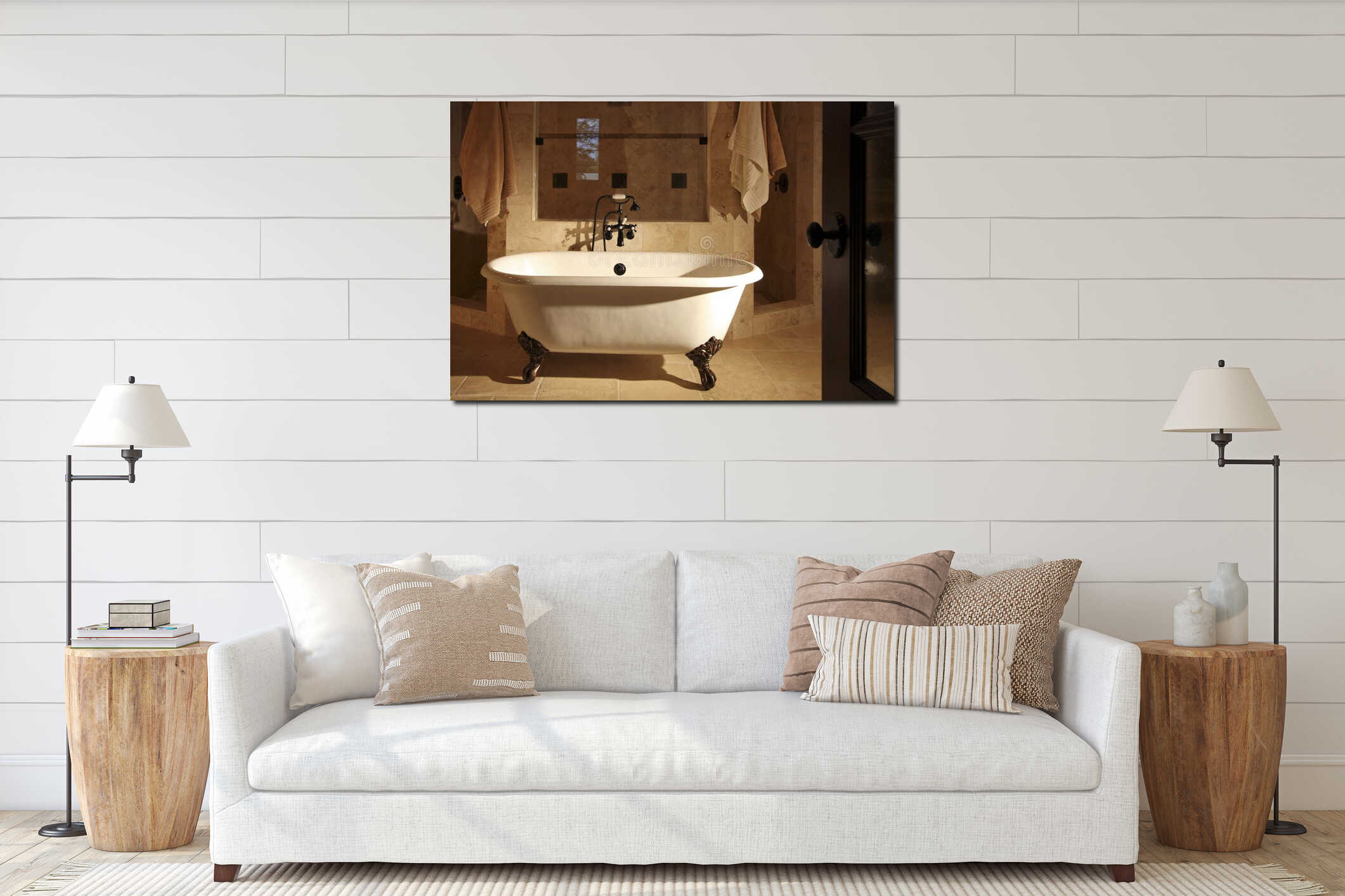 Canvas hanging interior mockup