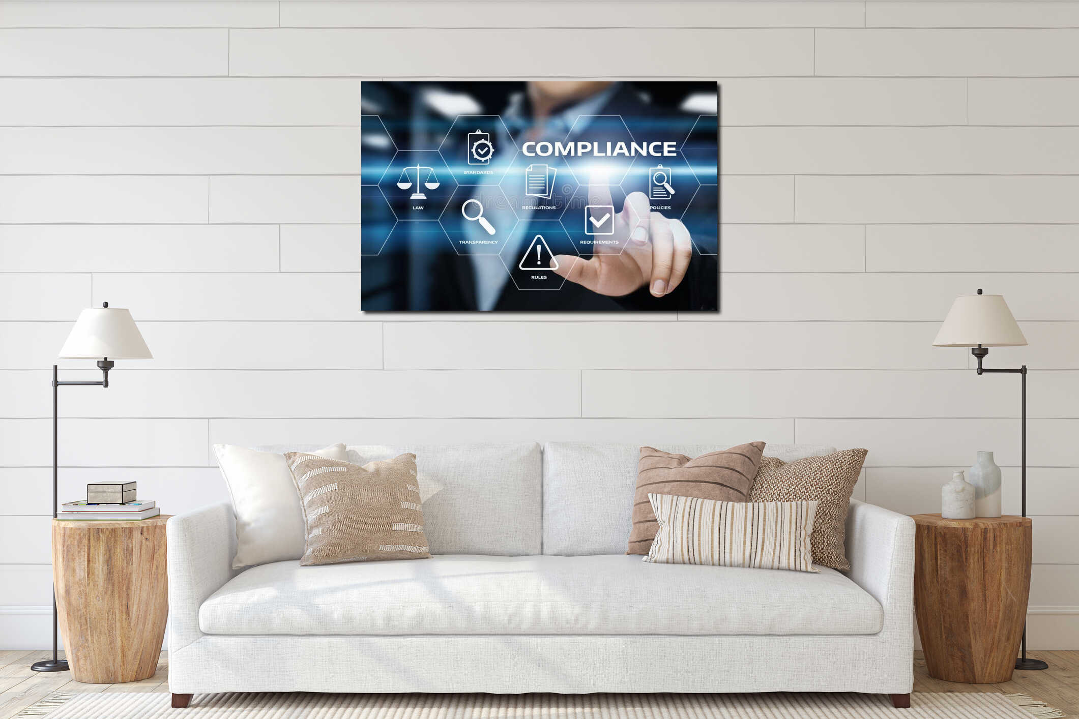 Canvas hanging interior mockup