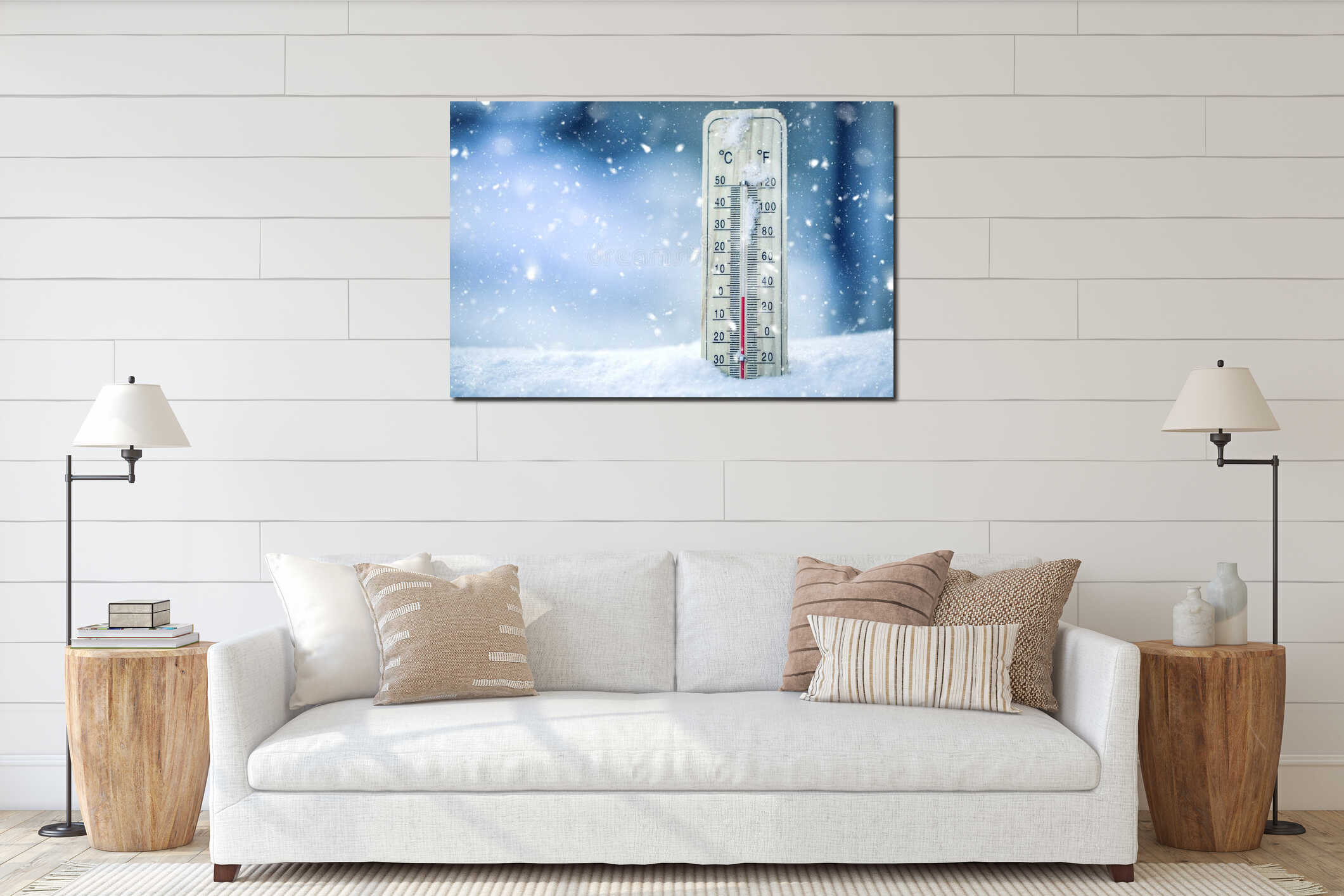Canvas hanging interior mockup