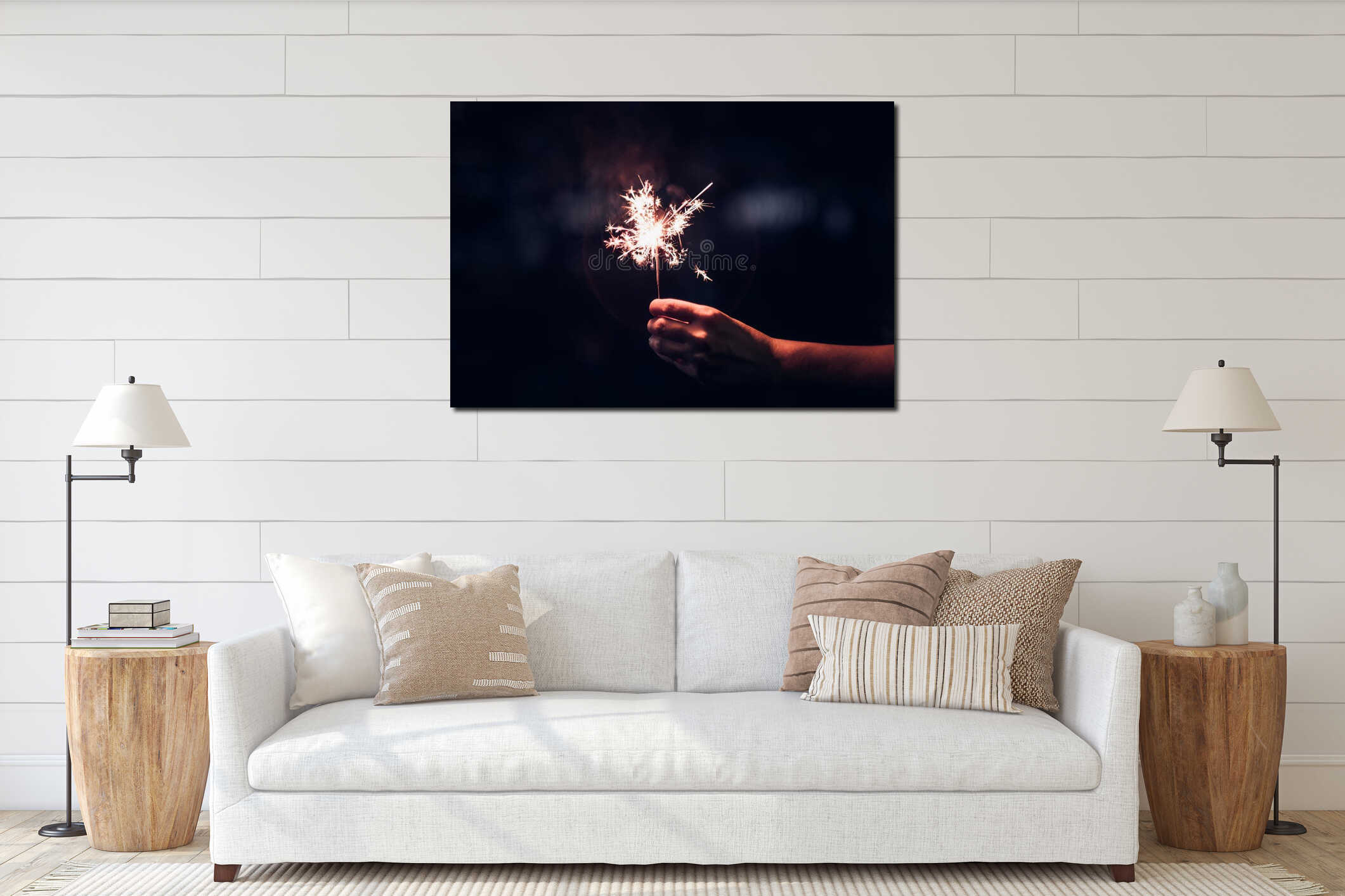 Canvas hanging interior mockup
