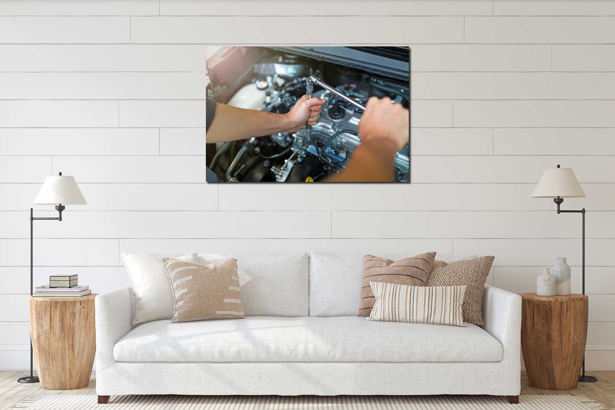 Canvas hanging interior mockup