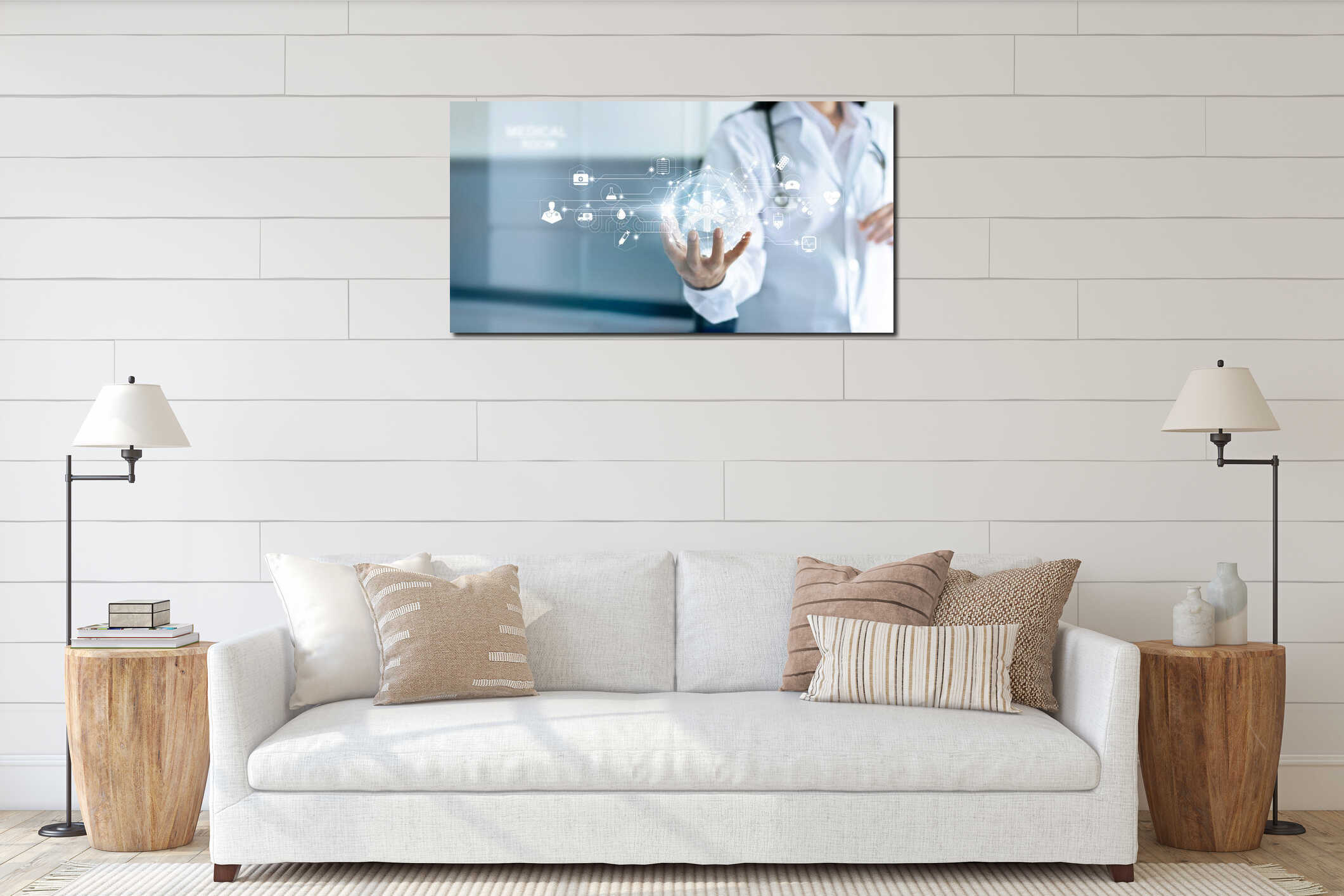 Canvas hanging interior mockup
