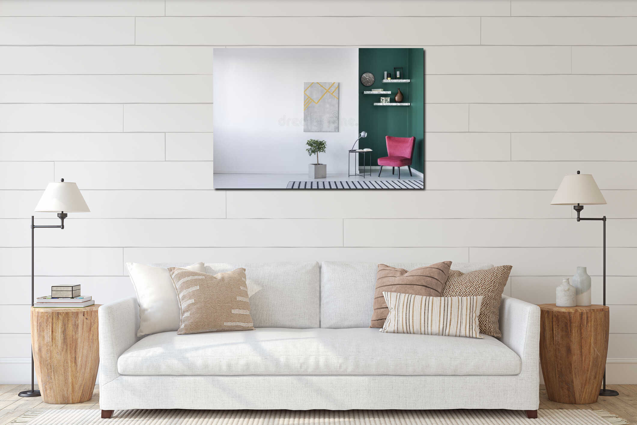 Canvas hanging interior mockup