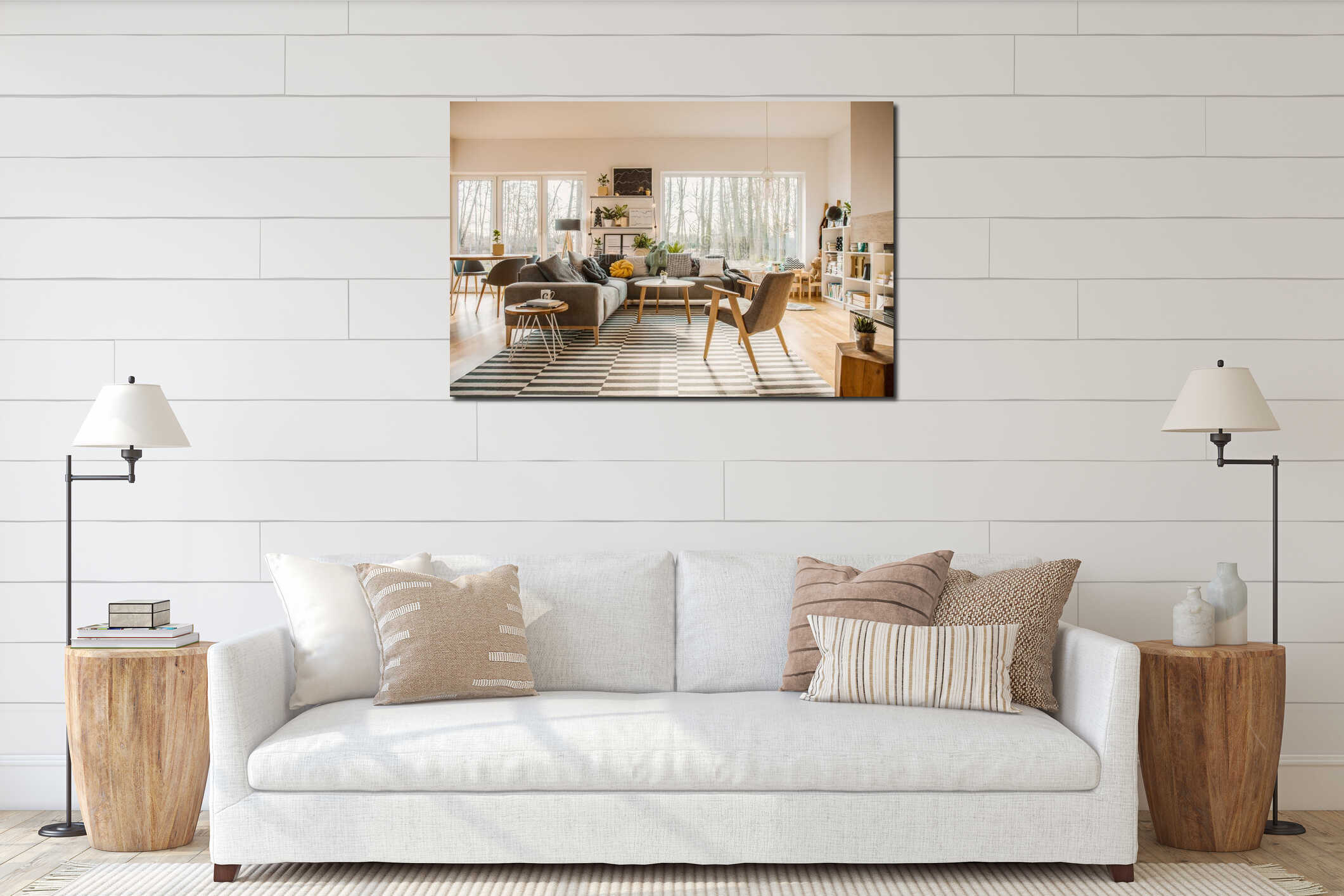Canvas hanging interior mockup