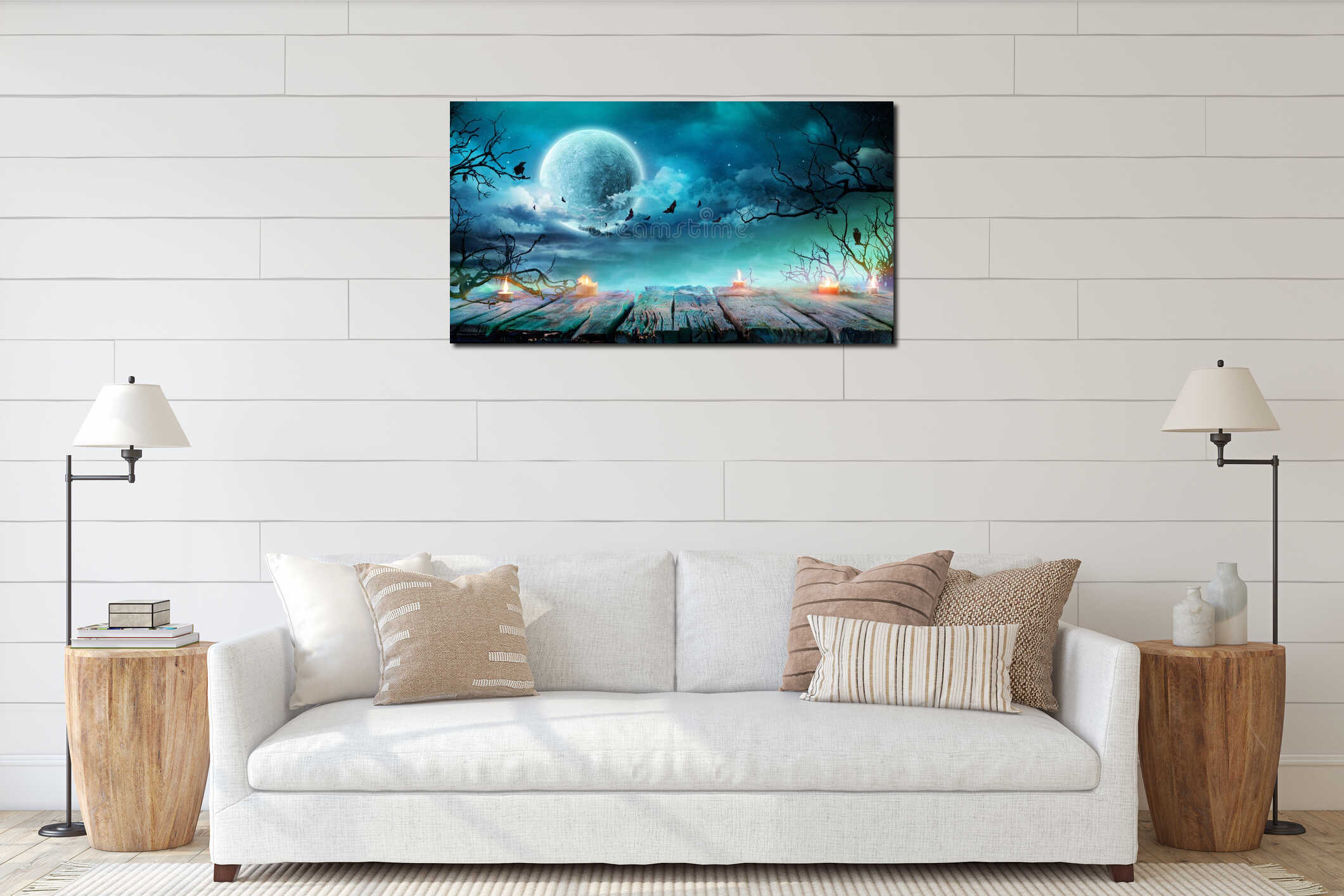 Canvas hanging interior mockup