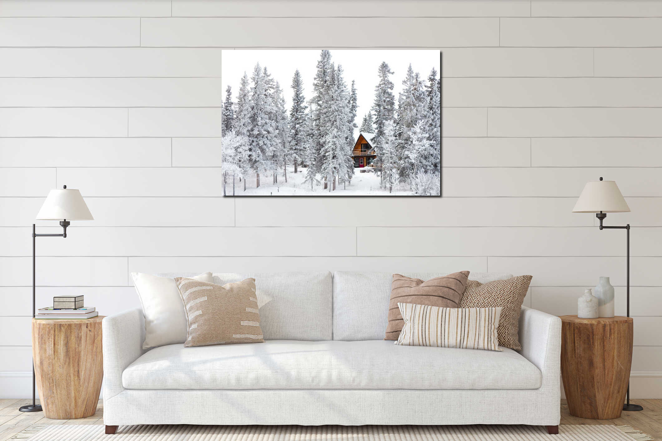Canvas hanging interior mockup