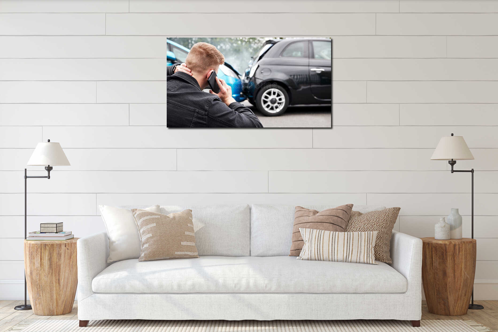 Canvas hanging interior mockup