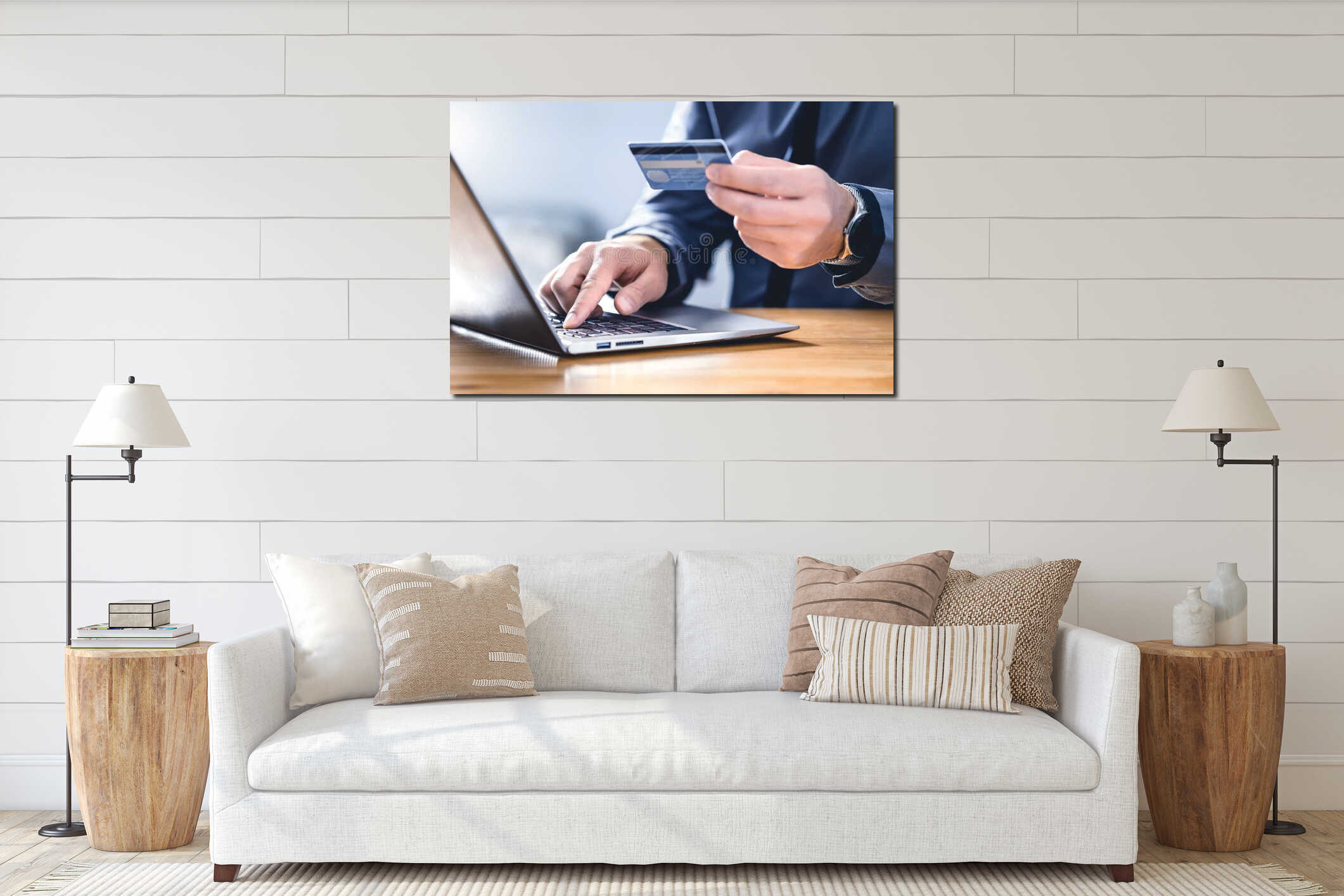 Canvas hanging interior mockup