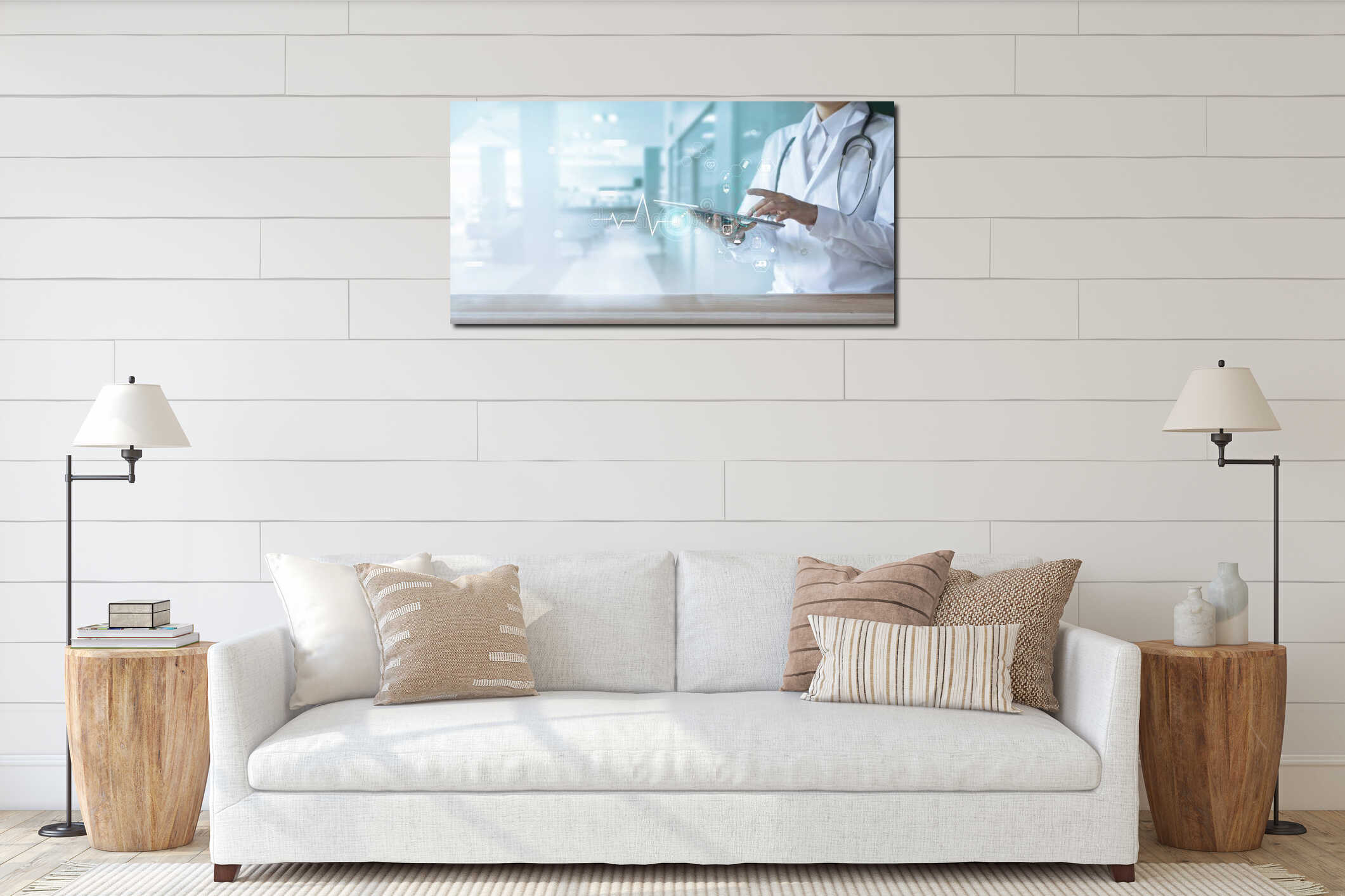 Canvas hanging interior mockup