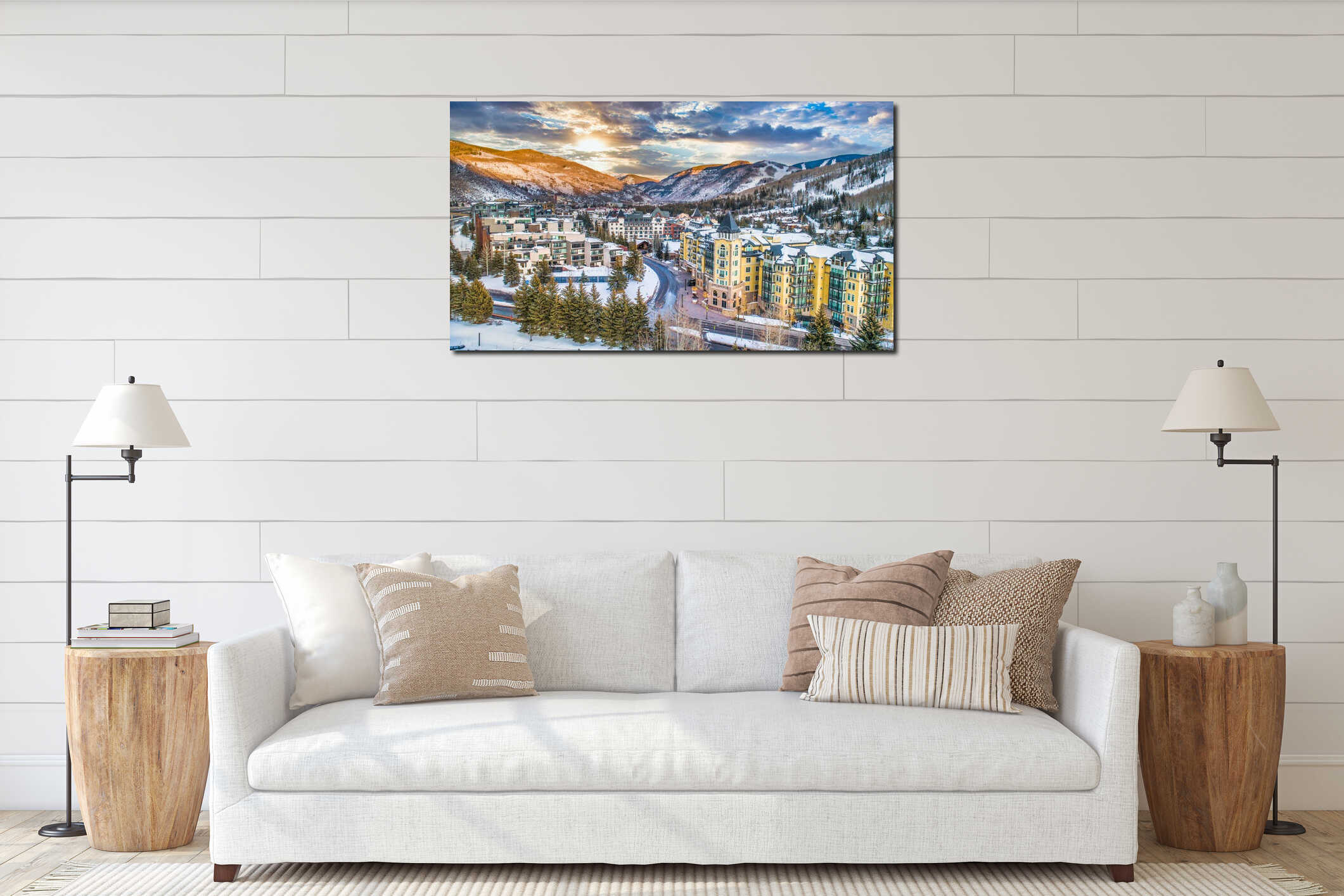 Canvas hanging interior mockup