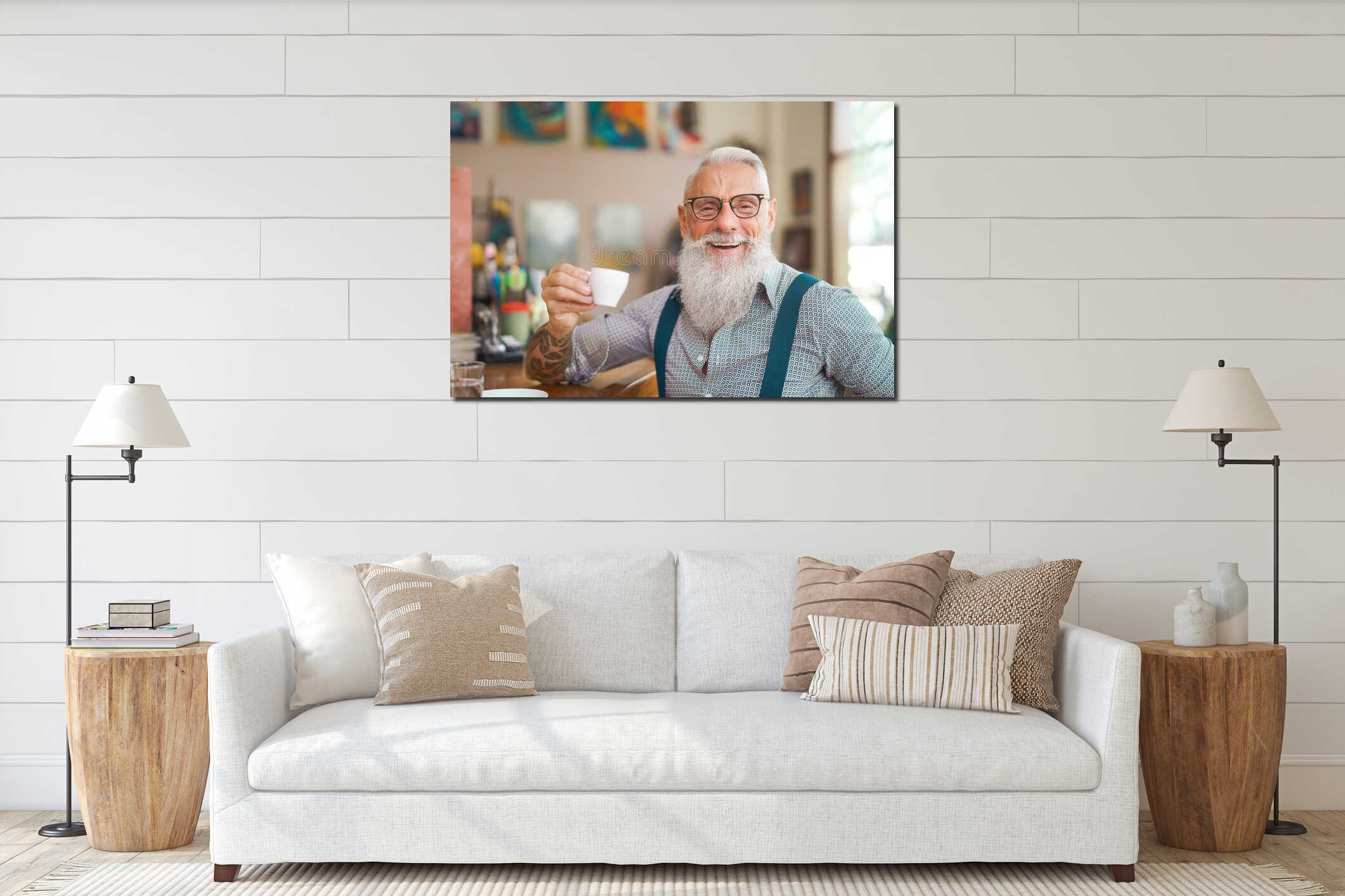 Canvas hanging interior mockup