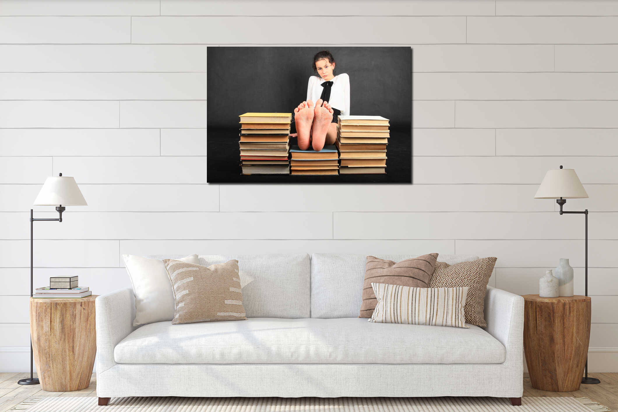 Canvas hanging interior mockup