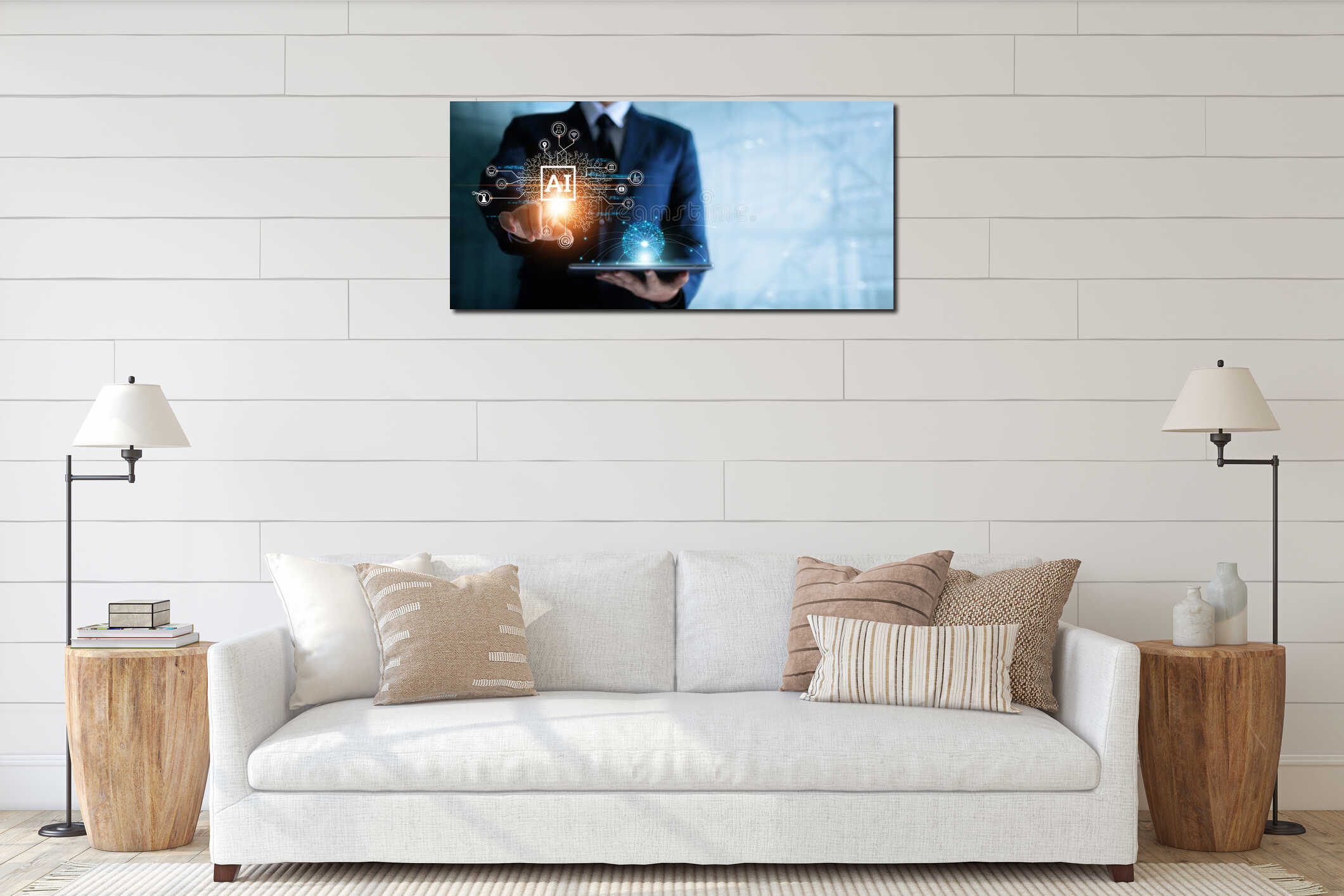 Canvas hanging interior mockup