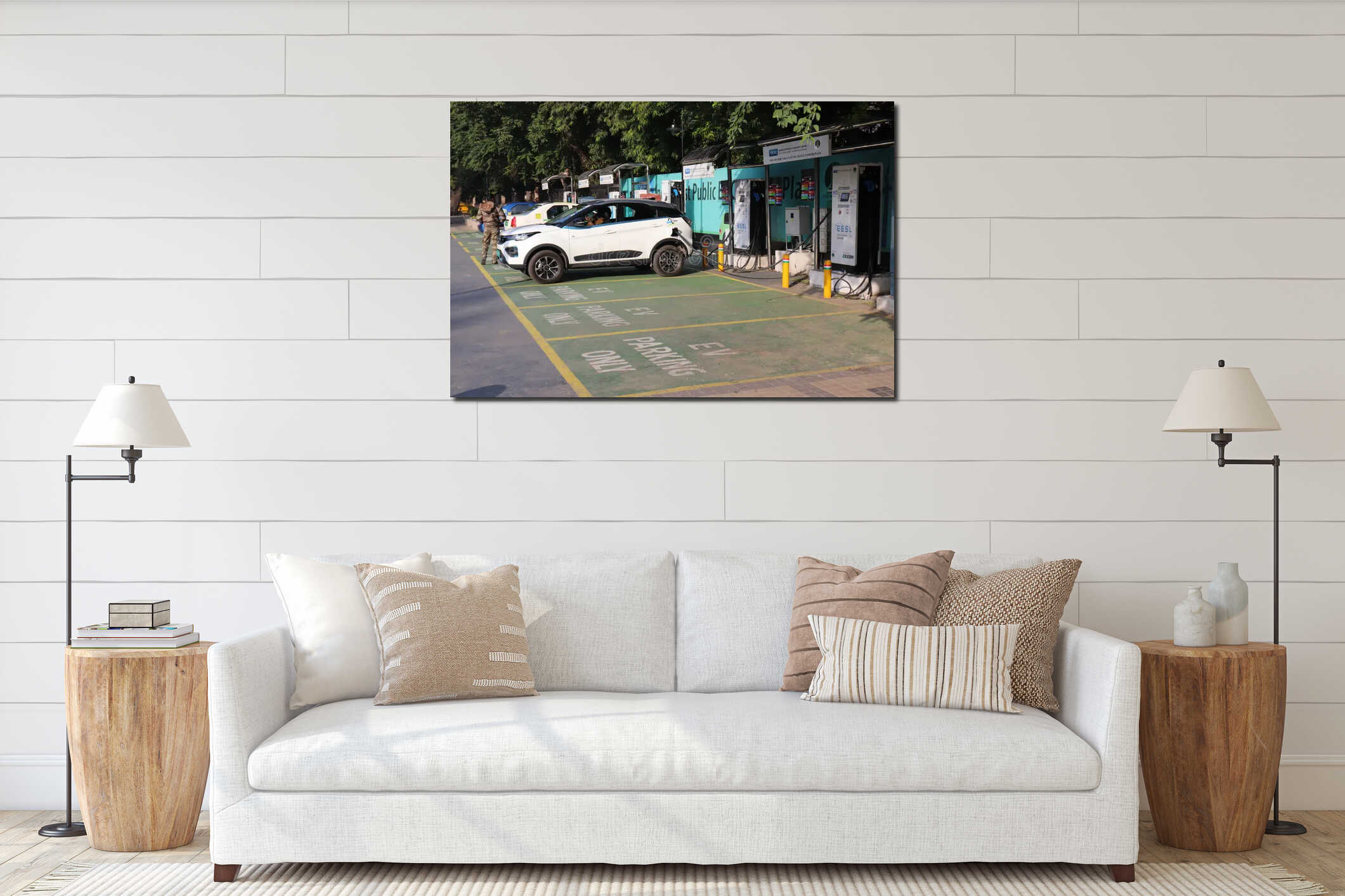 Canvas hanging interior mockup