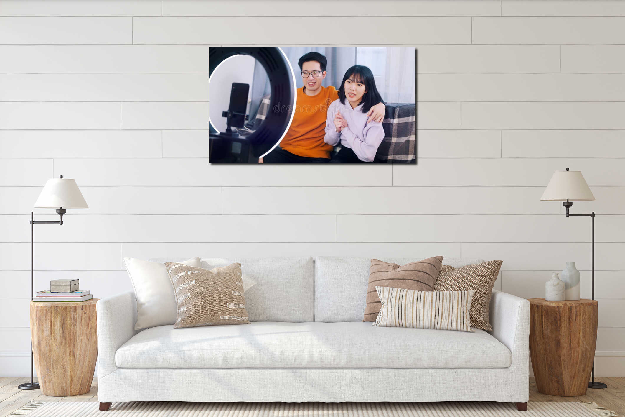 Canvas hanging interior mockup