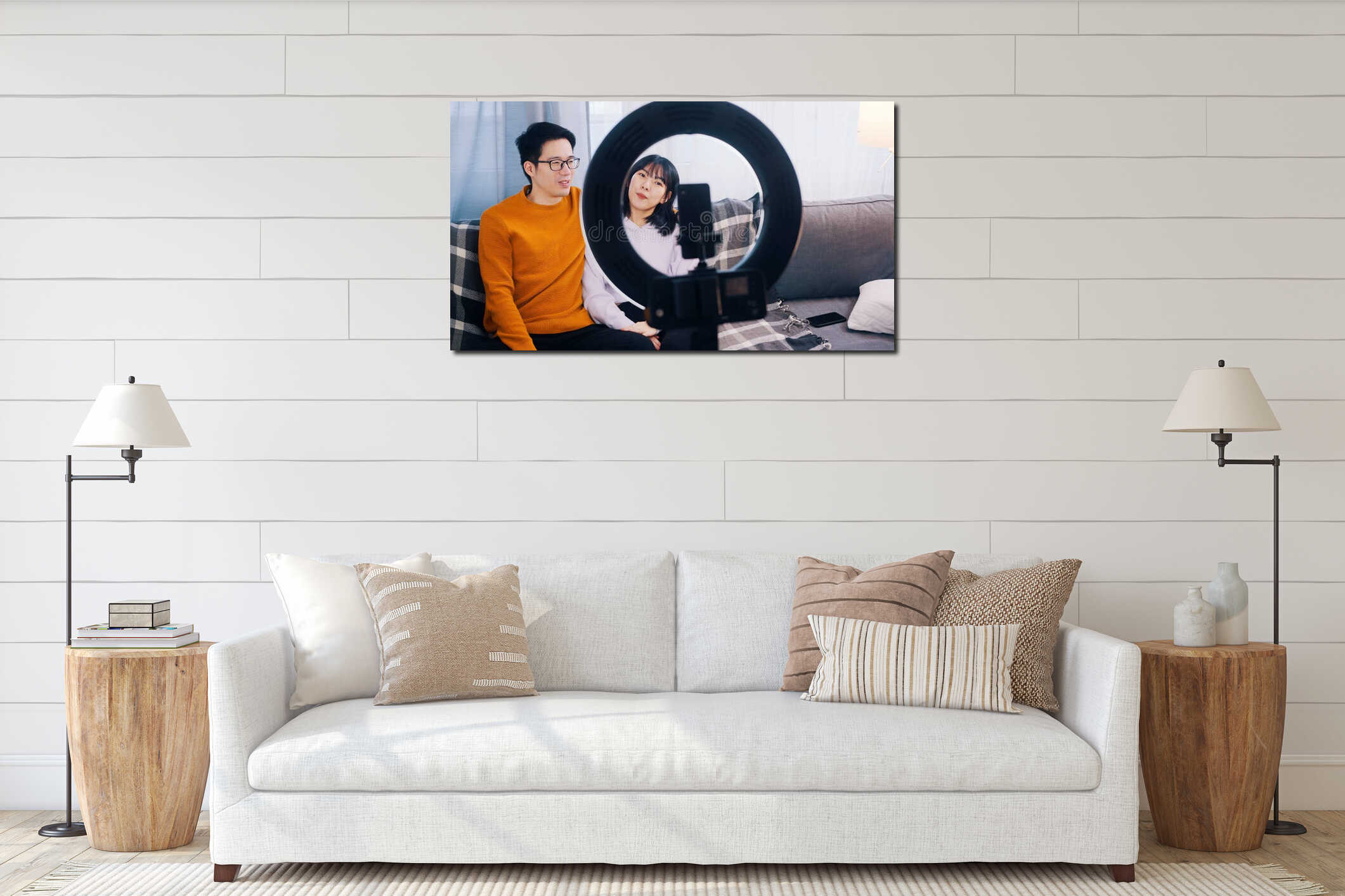 Canvas hanging interior mockup