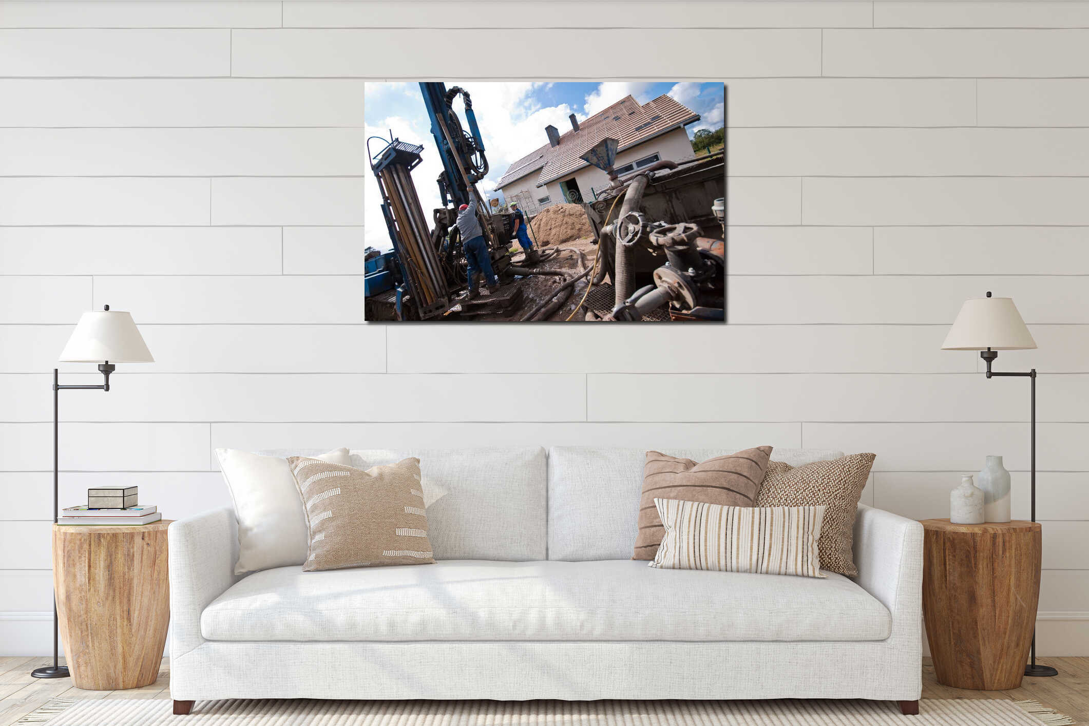 Canvas hanging interior mockup