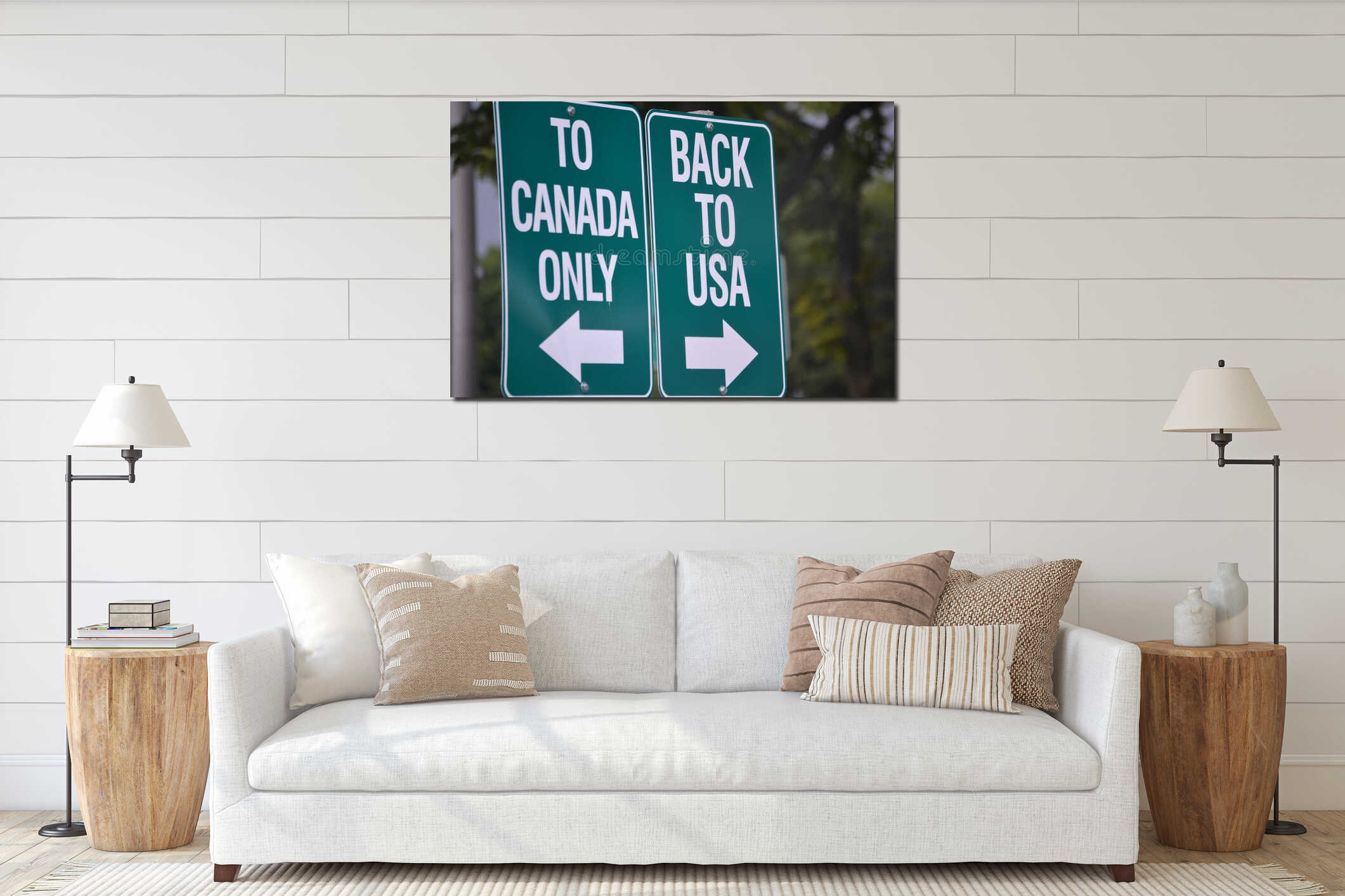 Canvas hanging interior mockup