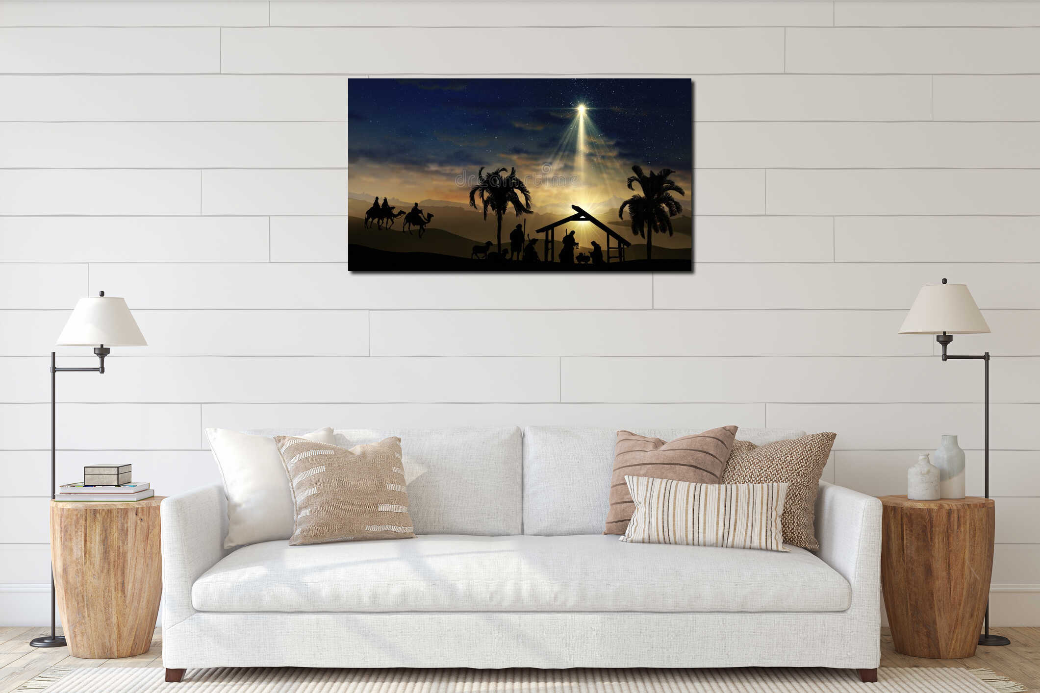 Canvas hanging interior mockup