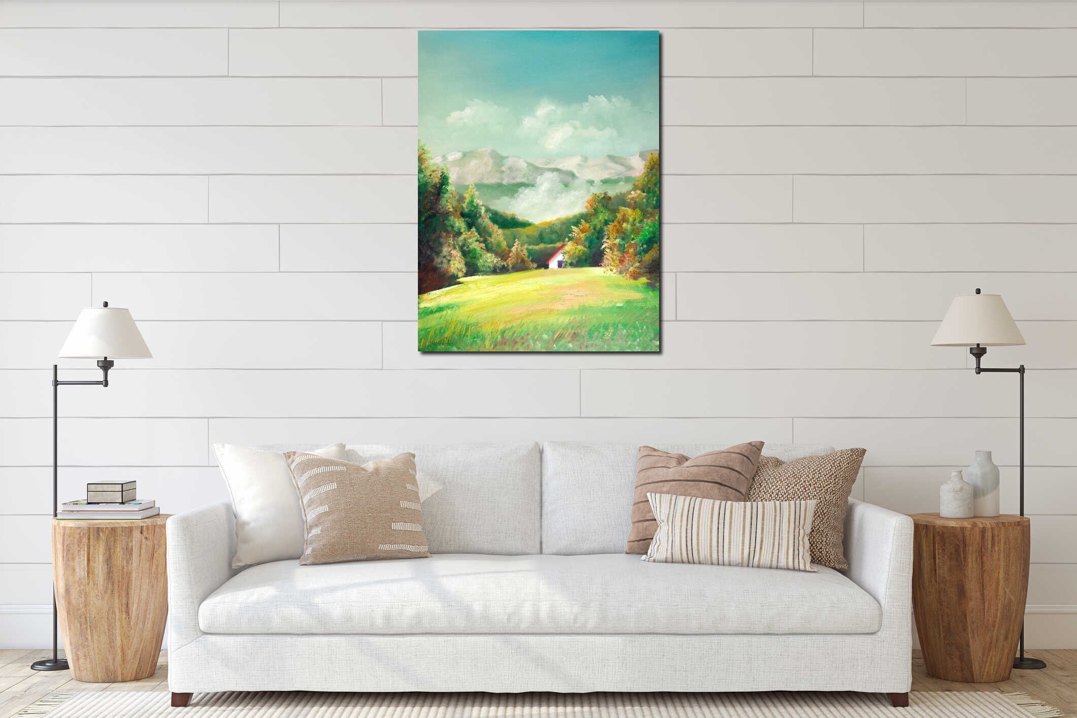Canvas hanging interior mockup