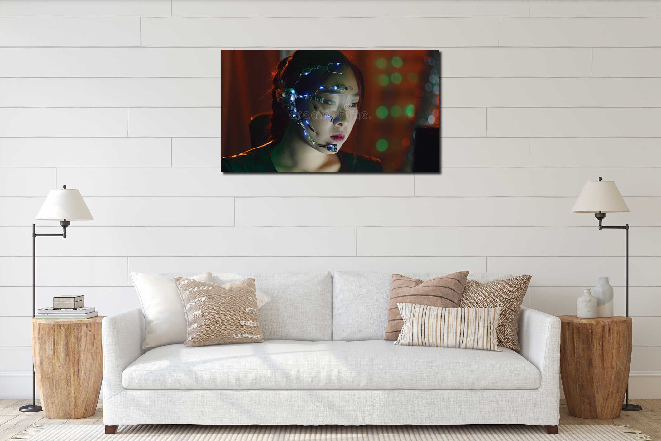 Canvas hanging interior mockup
