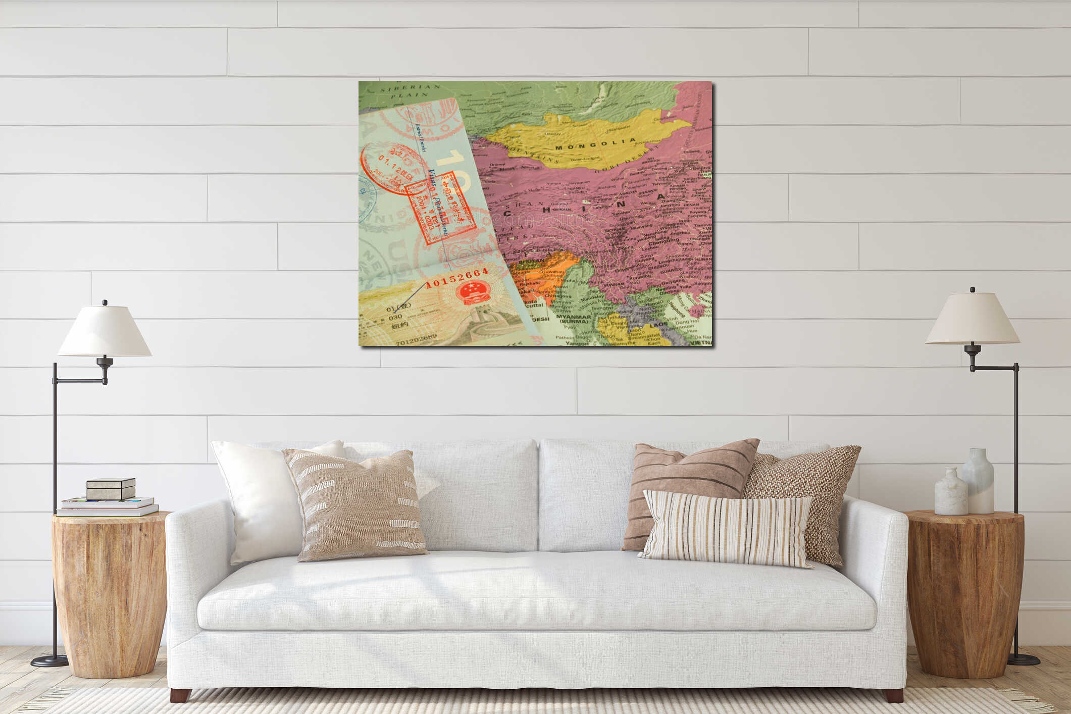 Canvas hanging interior mockup