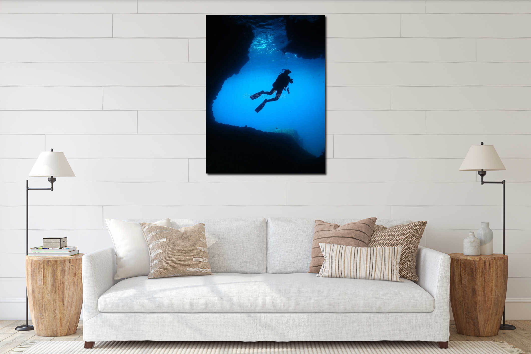 Canvas hanging interior mockup