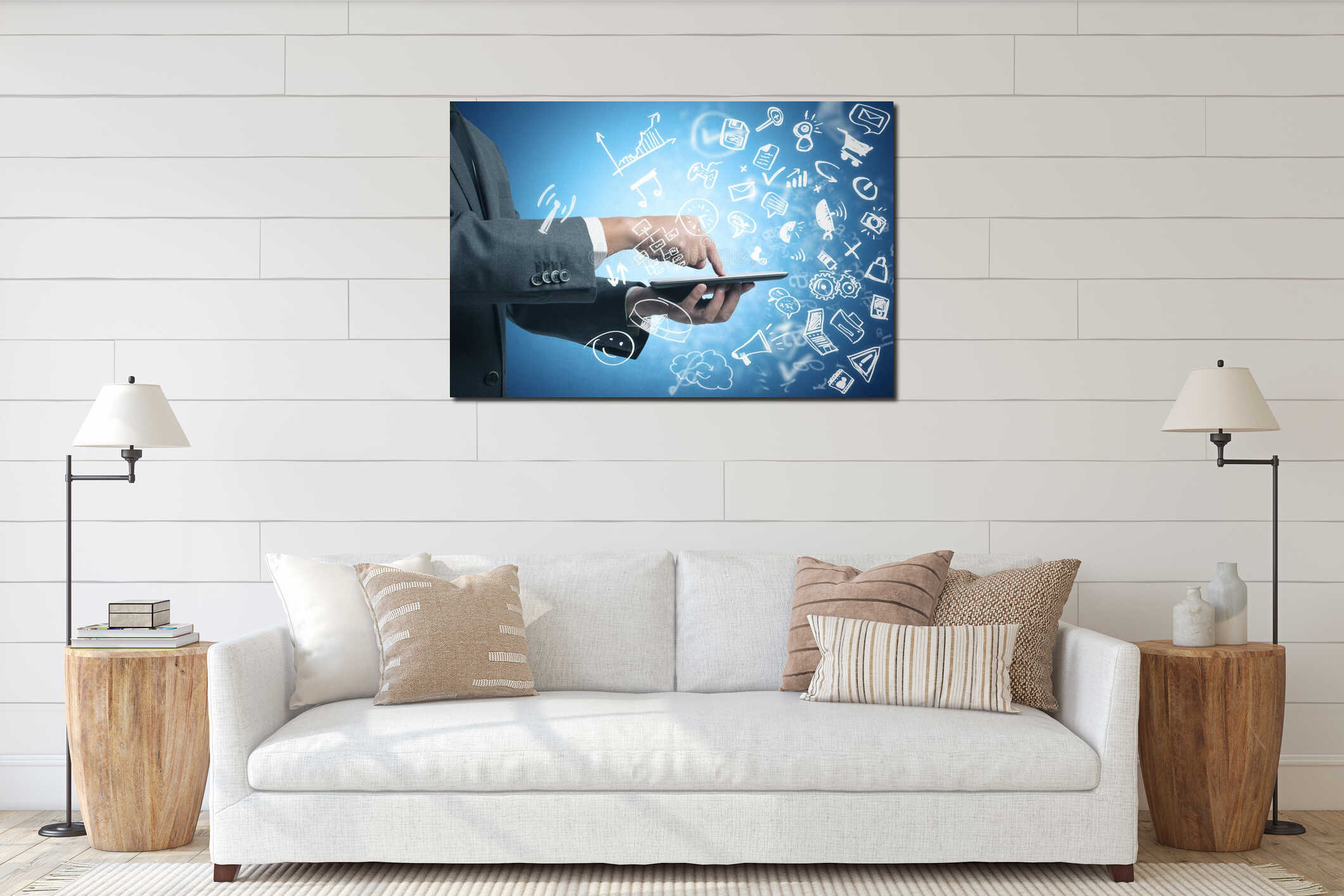 Canvas hanging interior mockup