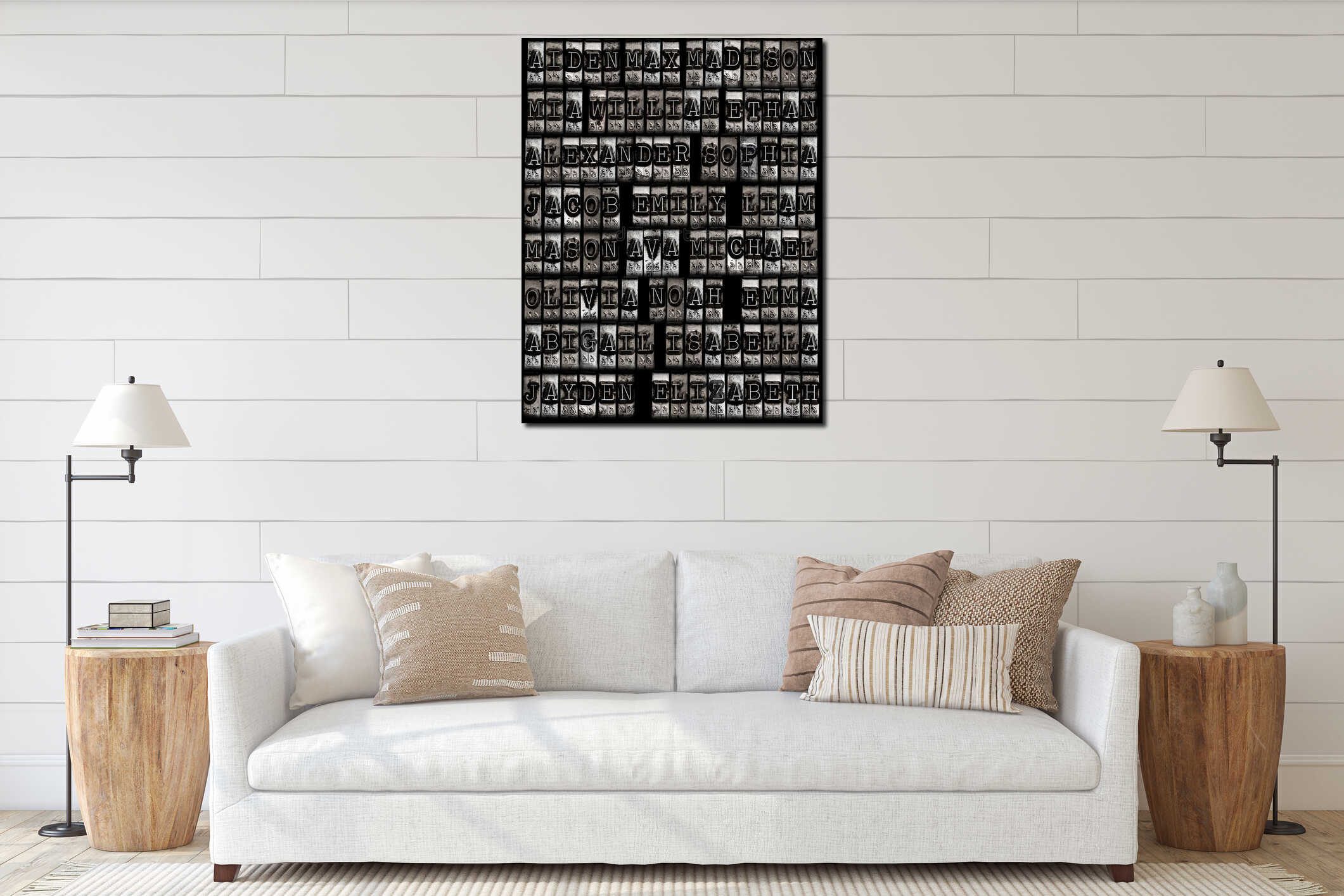 Canvas hanging interior mockup
