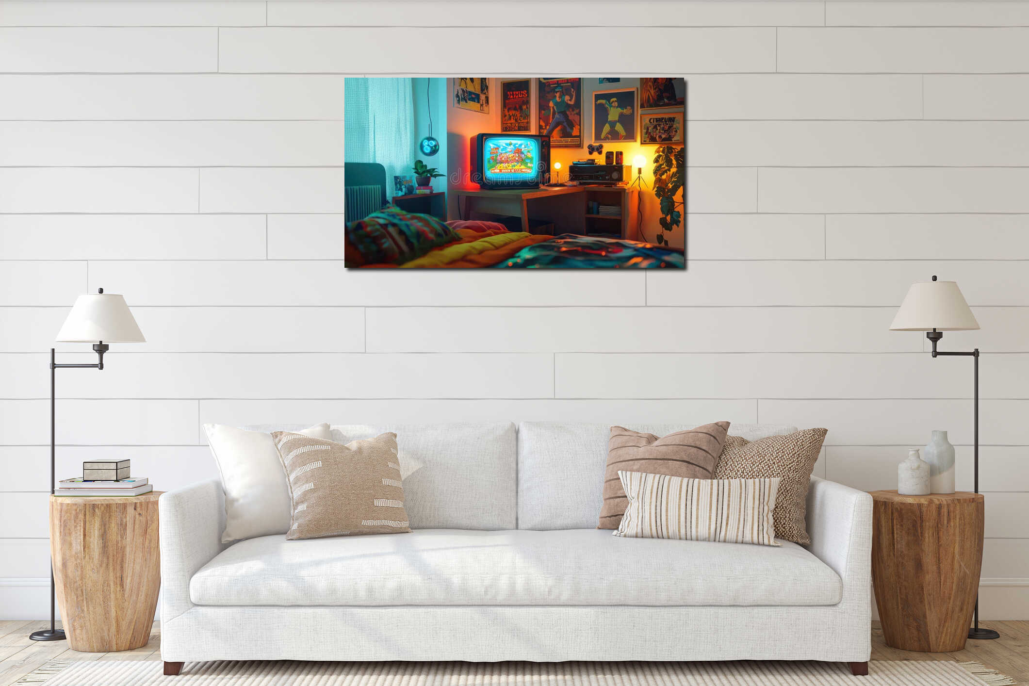 Canvas hanging interior mockup