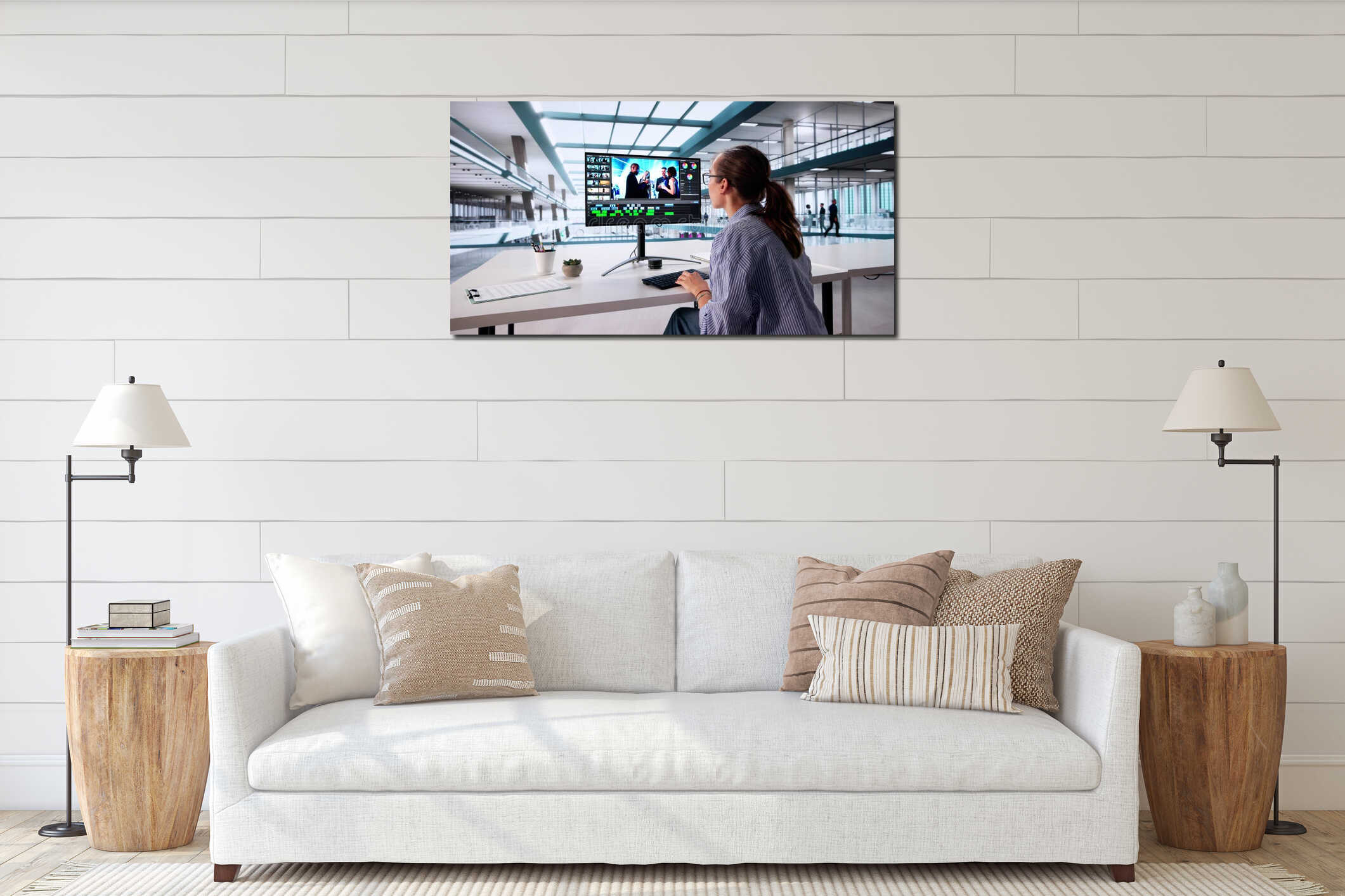Canvas hanging interior mockup