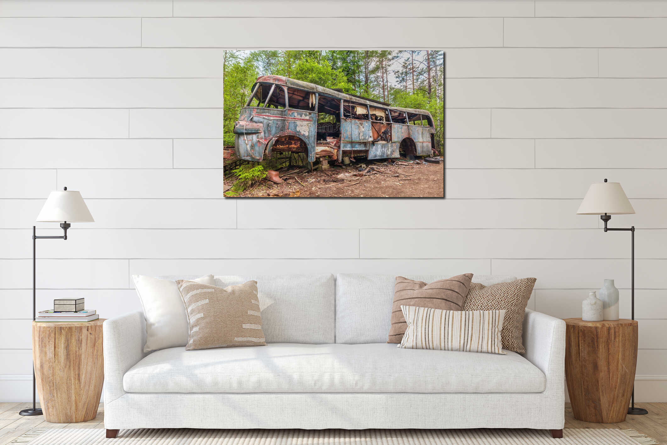 Canvas hanging interior mockup