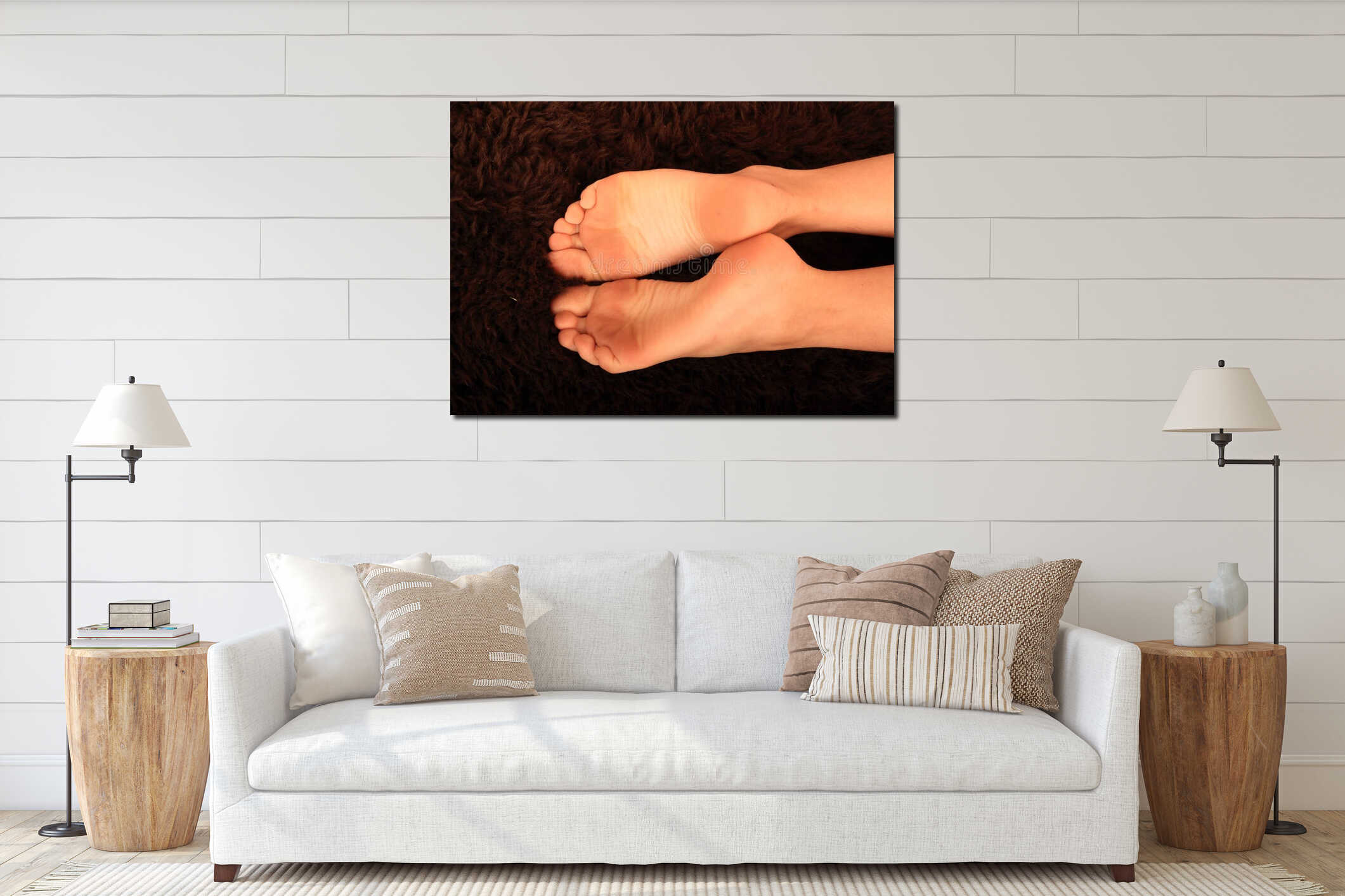 Canvas hanging interior mockup