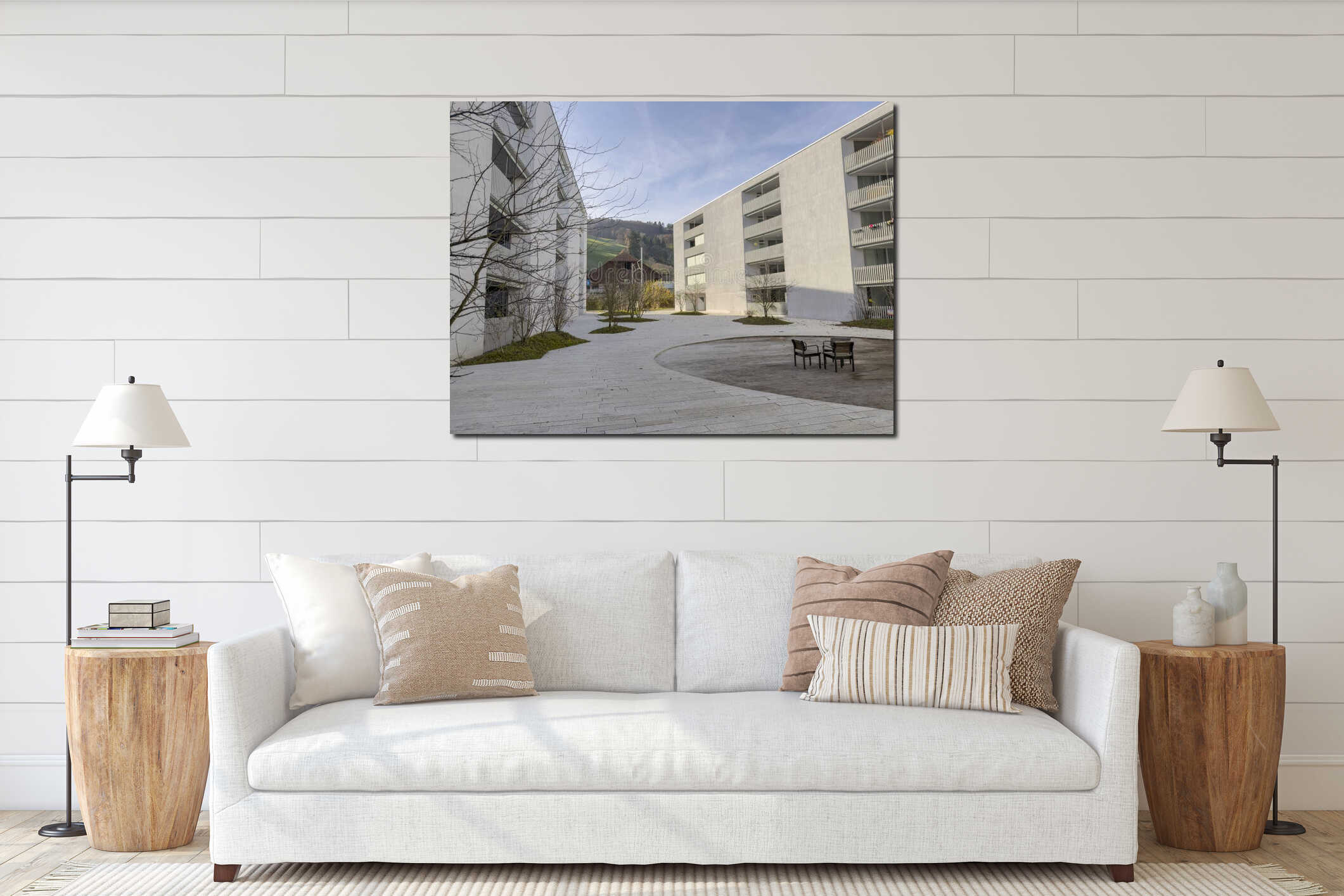 Canvas hanging interior mockup