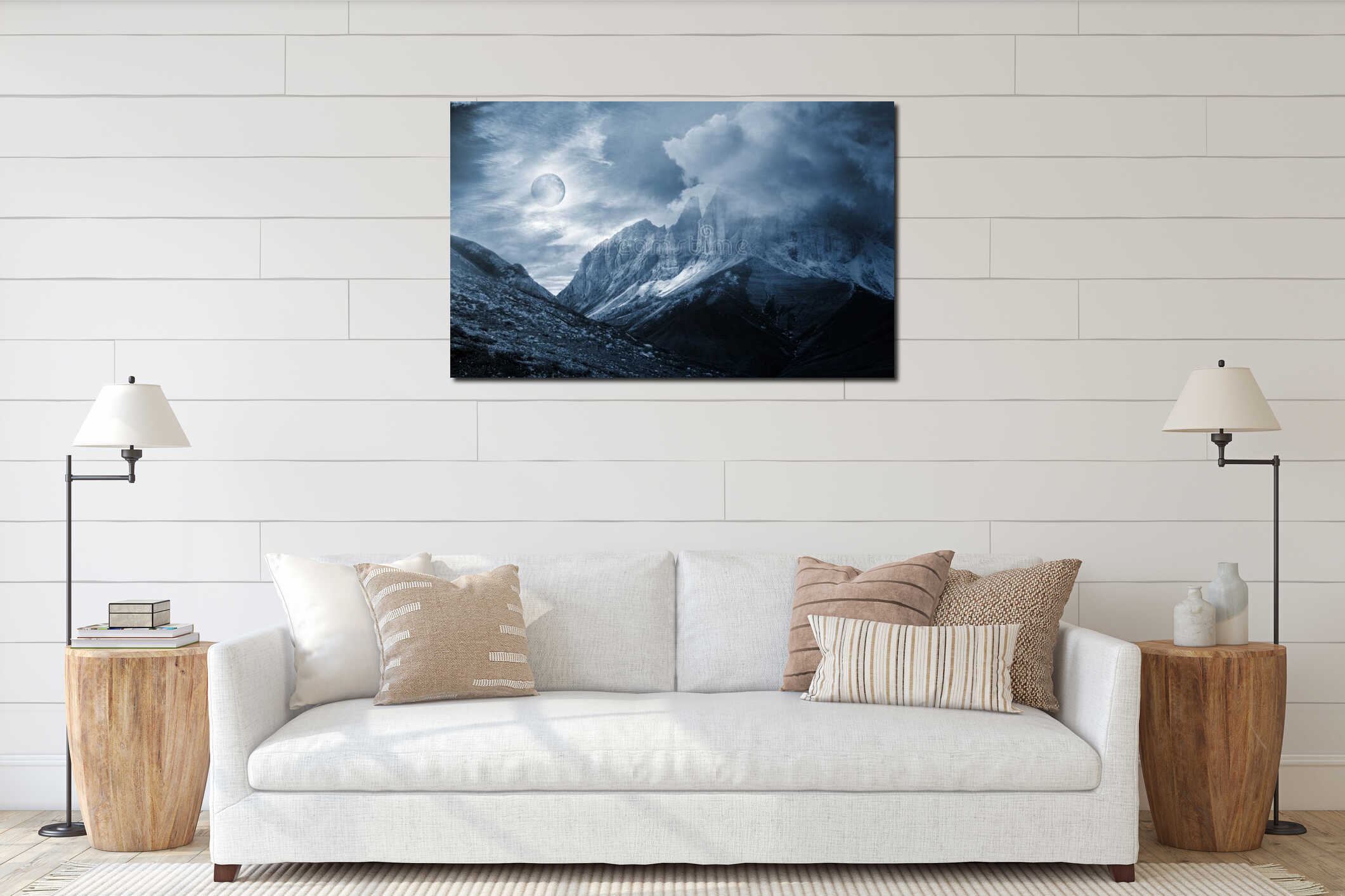 Canvas hanging interior mockup
