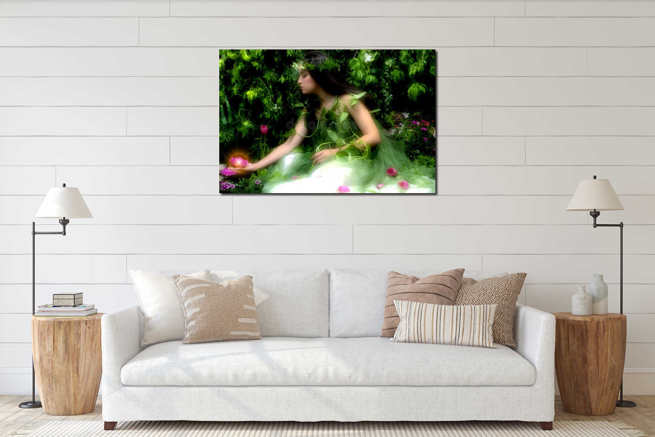 Canvas hanging interior mockup