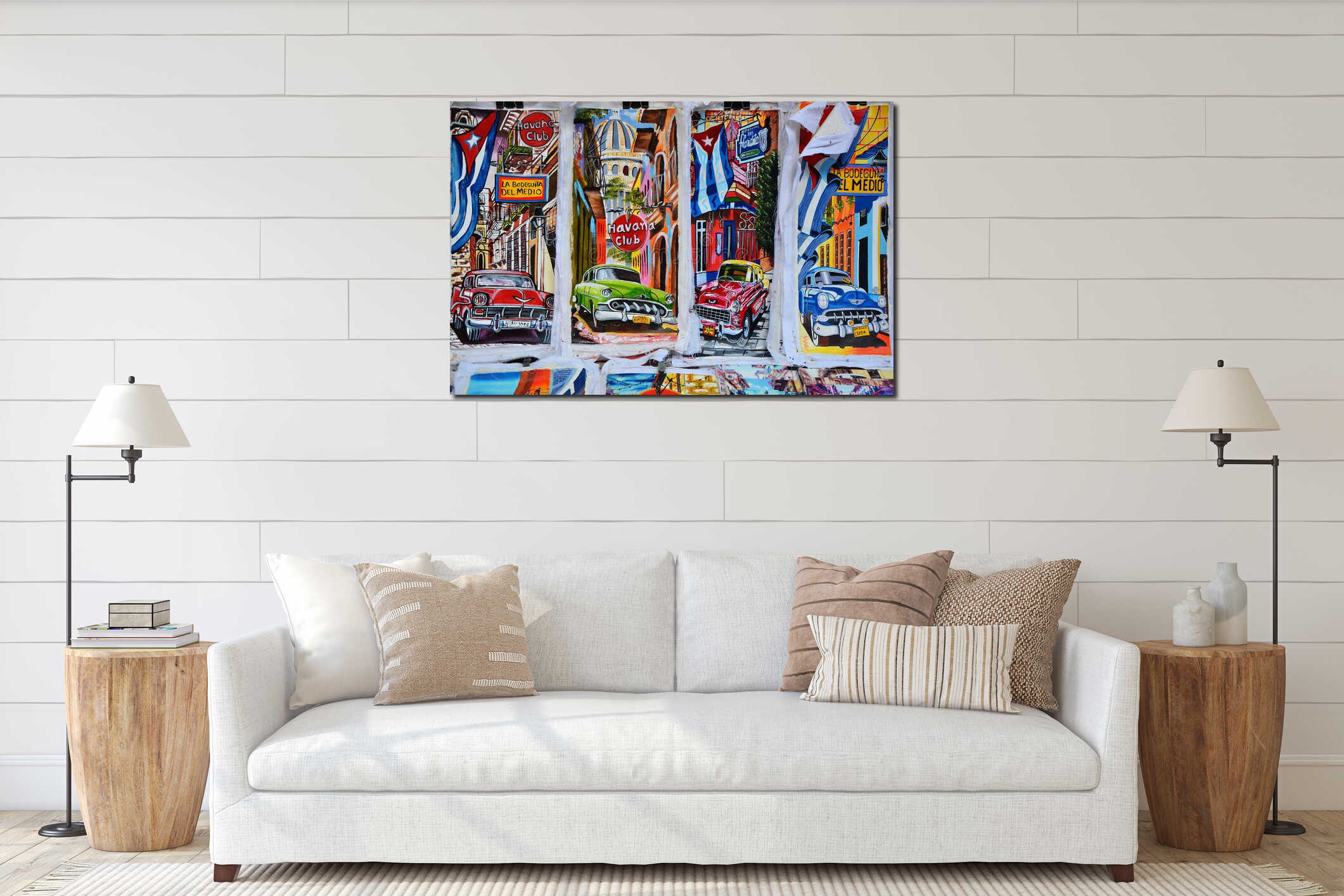 Canvas hanging interior mockup