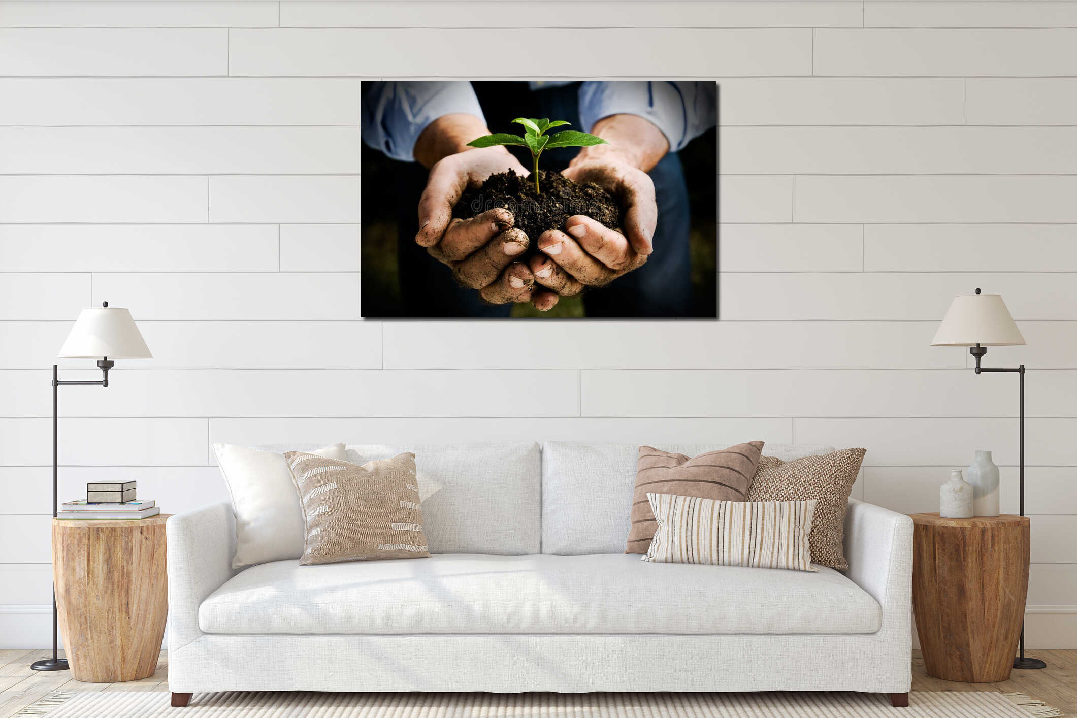 Canvas hanging interior mockup