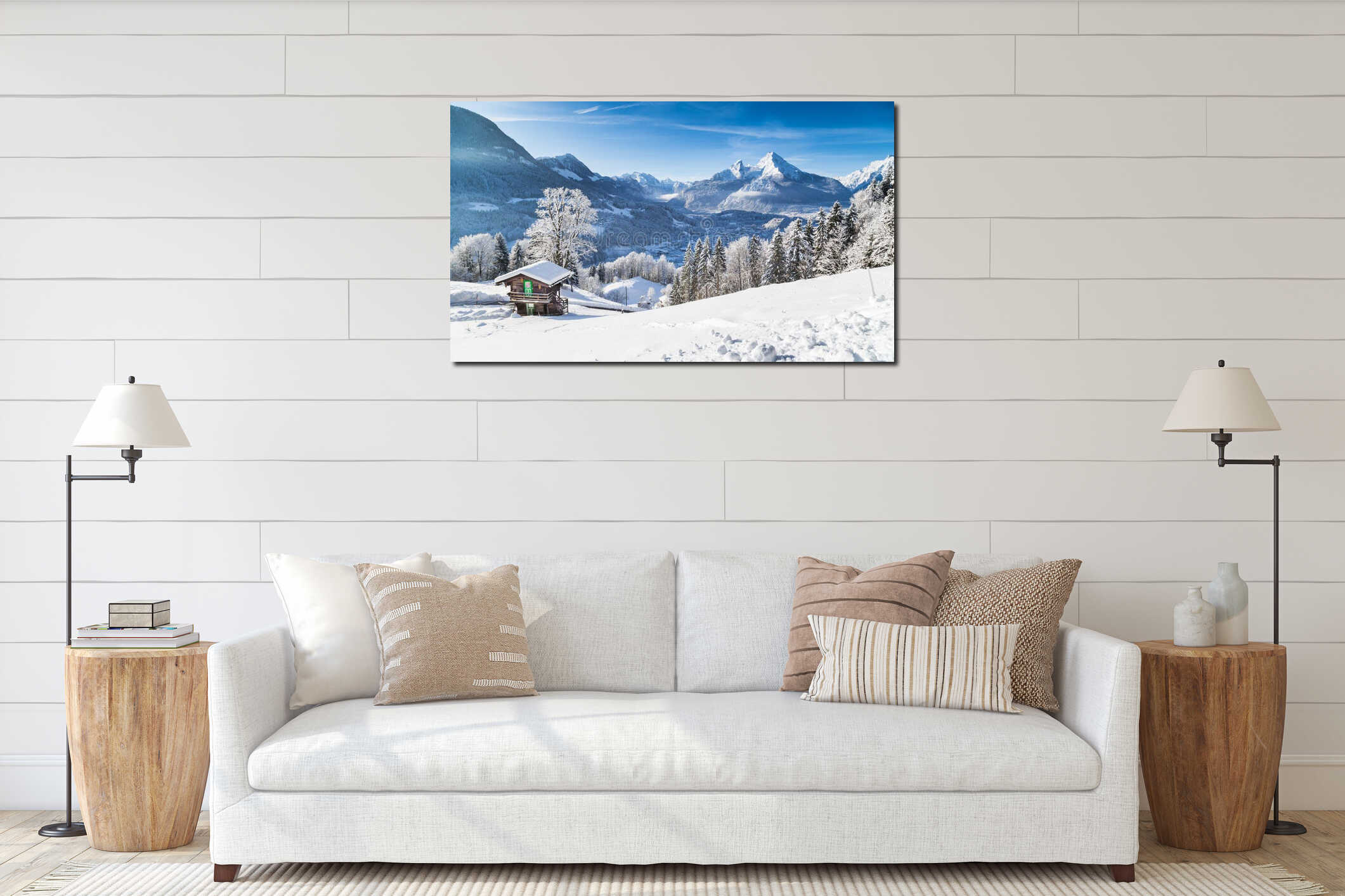 Canvas hanging interior mockup
