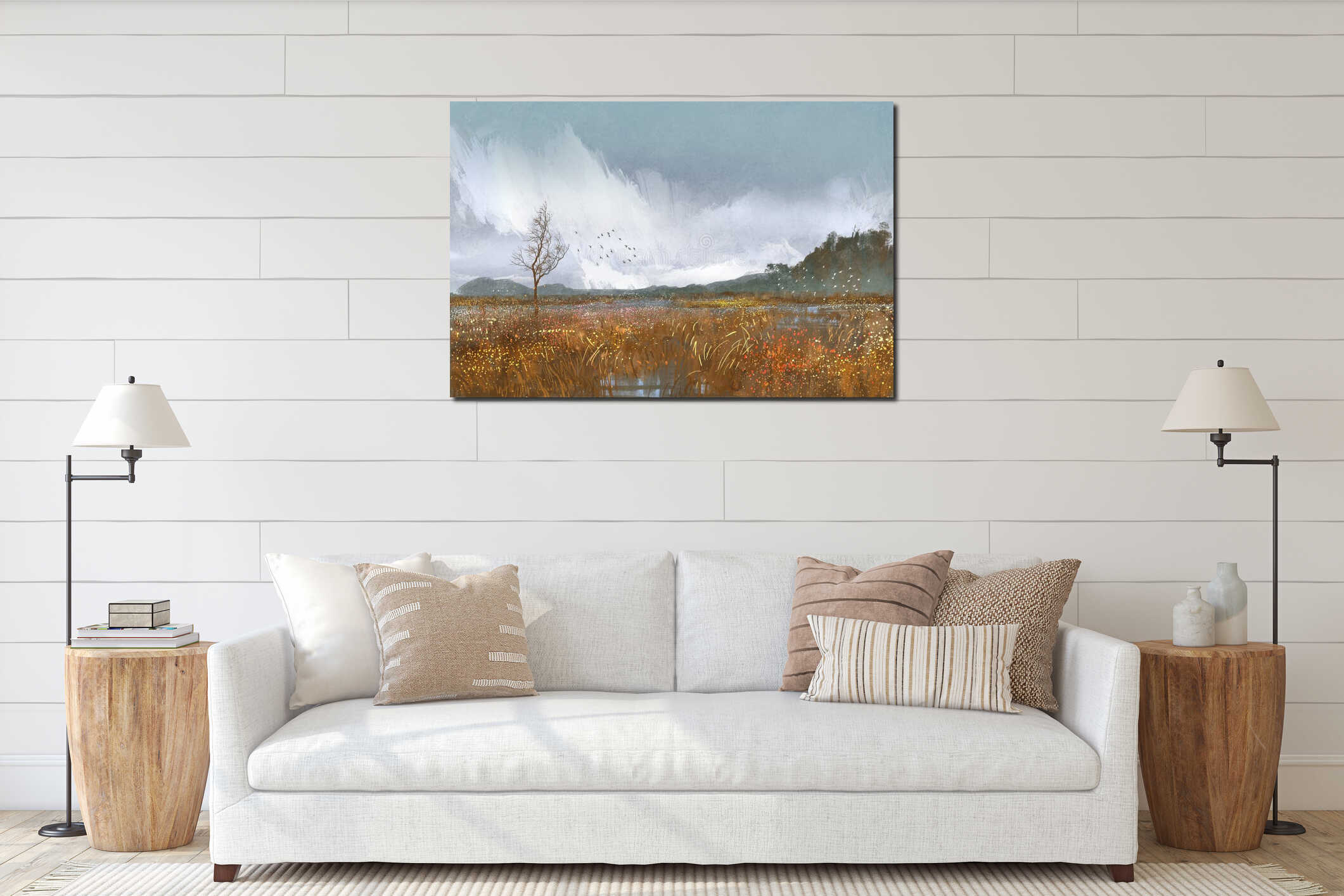 Canvas hanging interior mockup