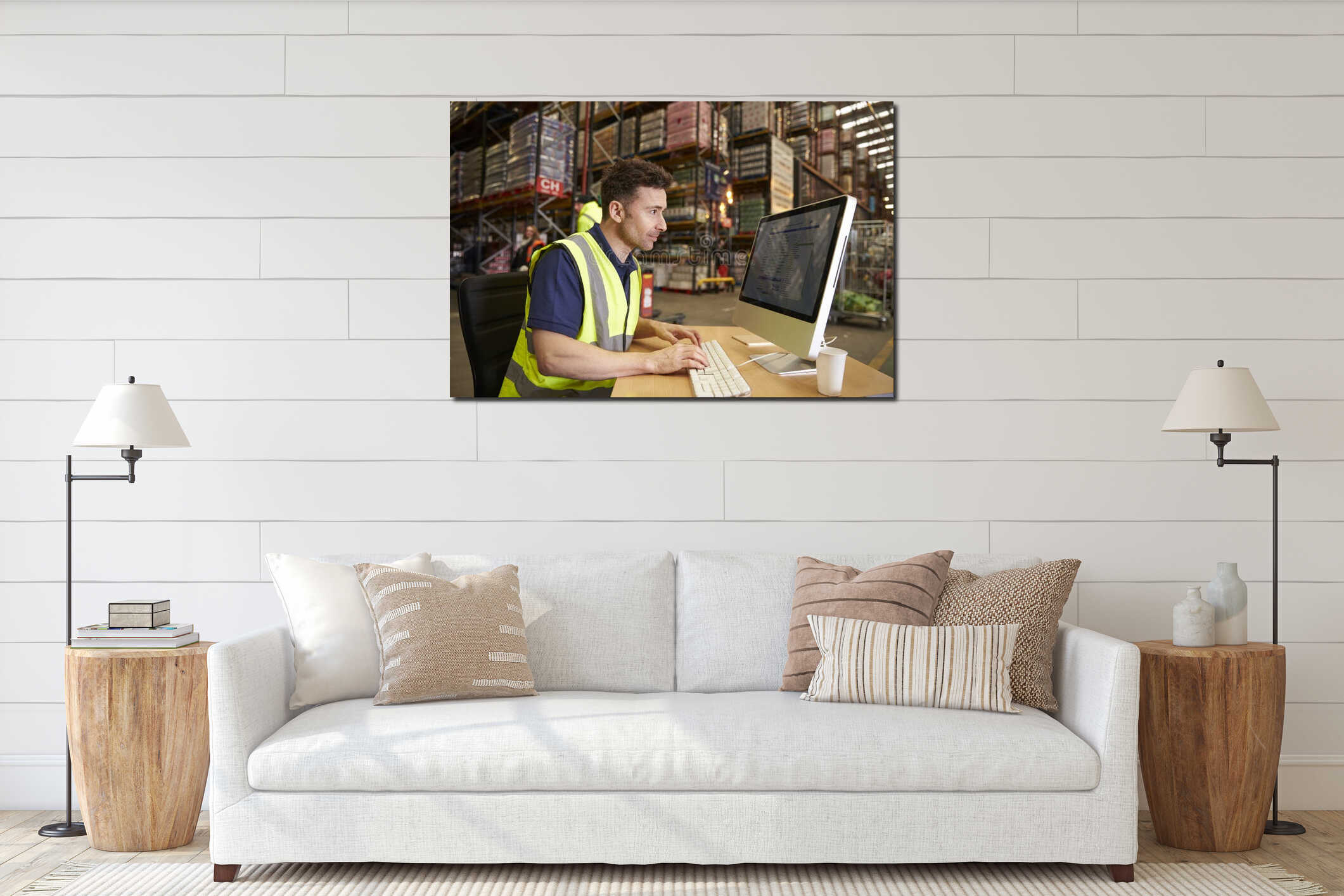 Canvas hanging interior mockup