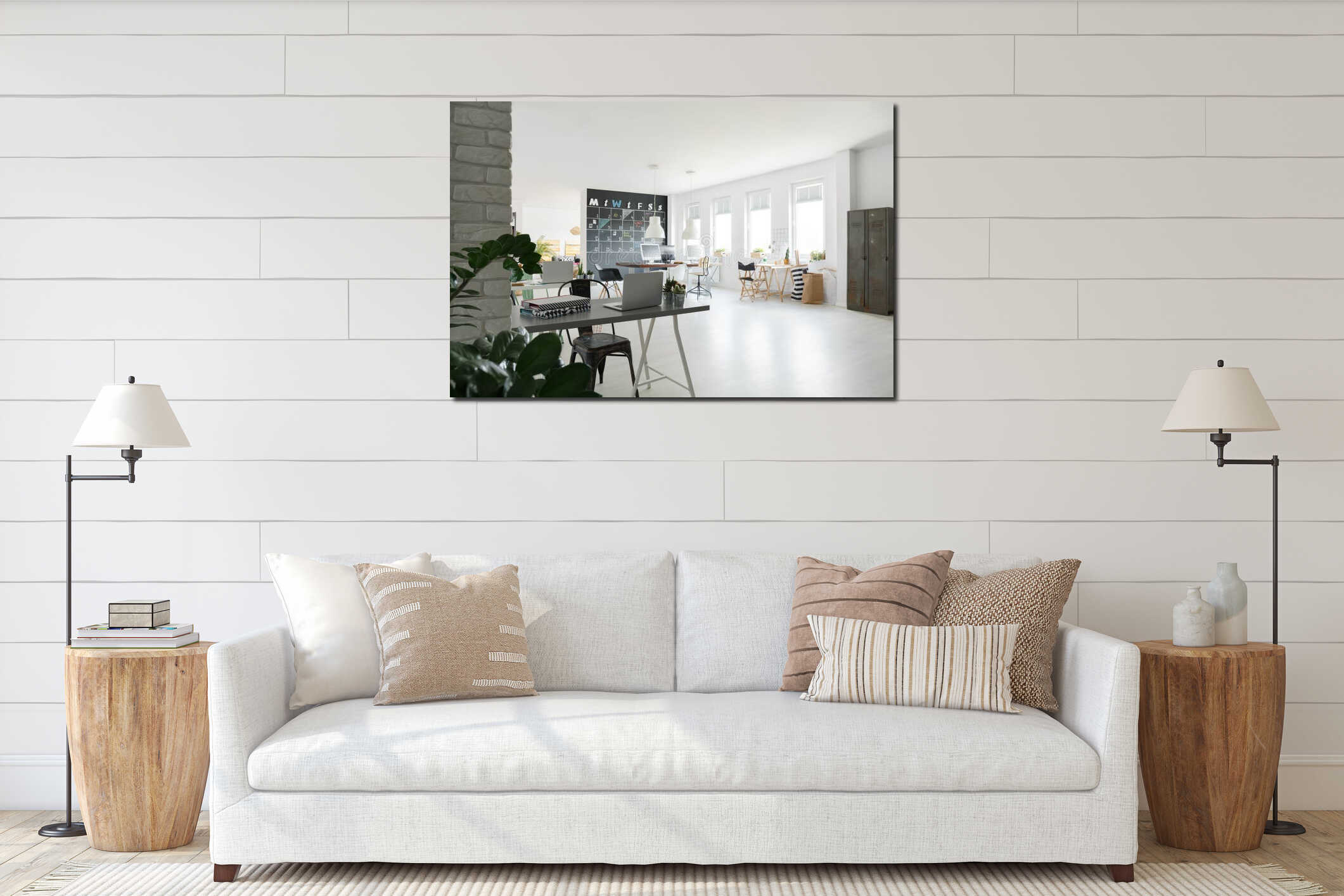 Canvas hanging interior mockup