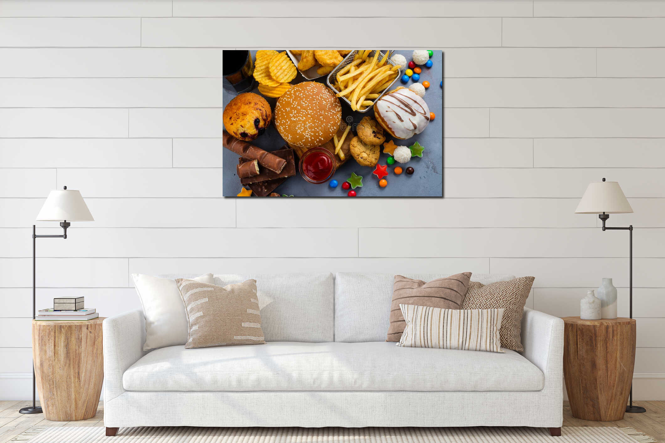 Canvas hanging interior mockup