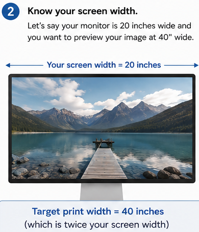 Step 2: measure your screen width and compare it to the target print width